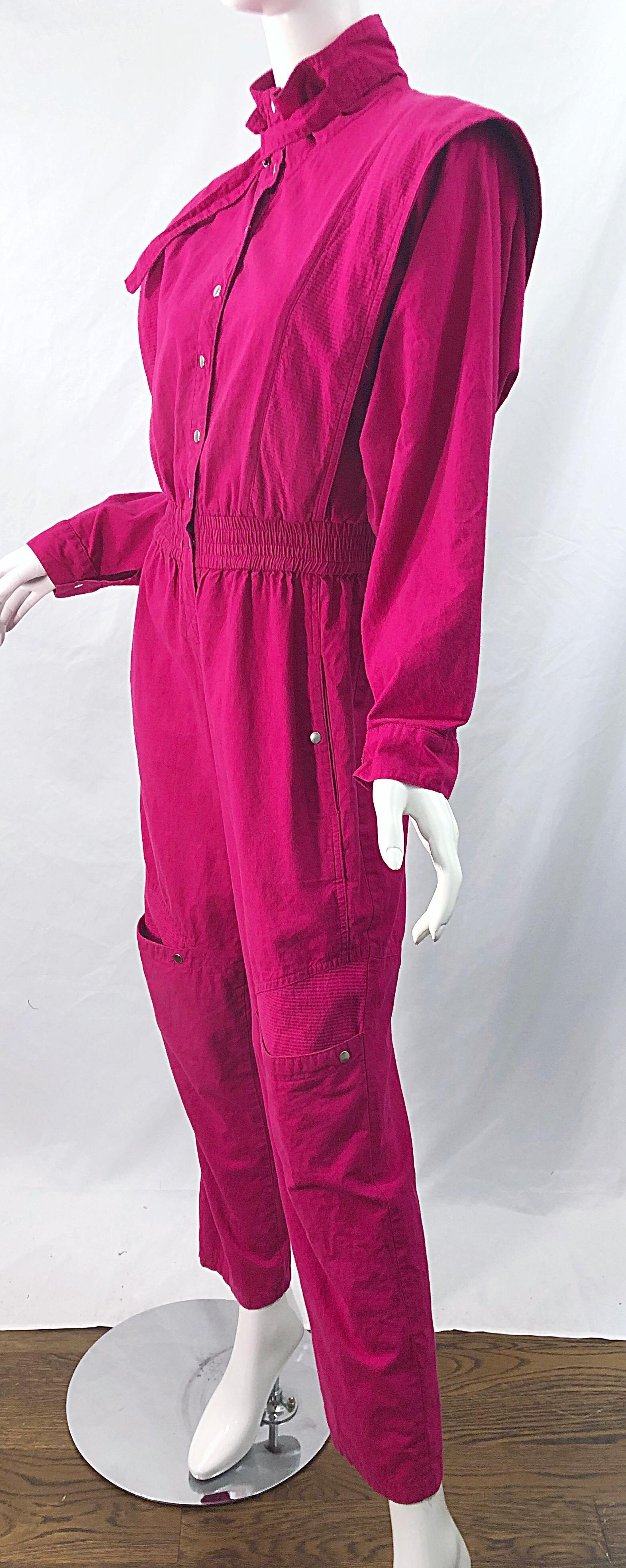 Avantgarde 1980er Vintage 80er Jahre Jumpsuit mit Dolman-Ärmeln aus Baumwolle in Rosa 5