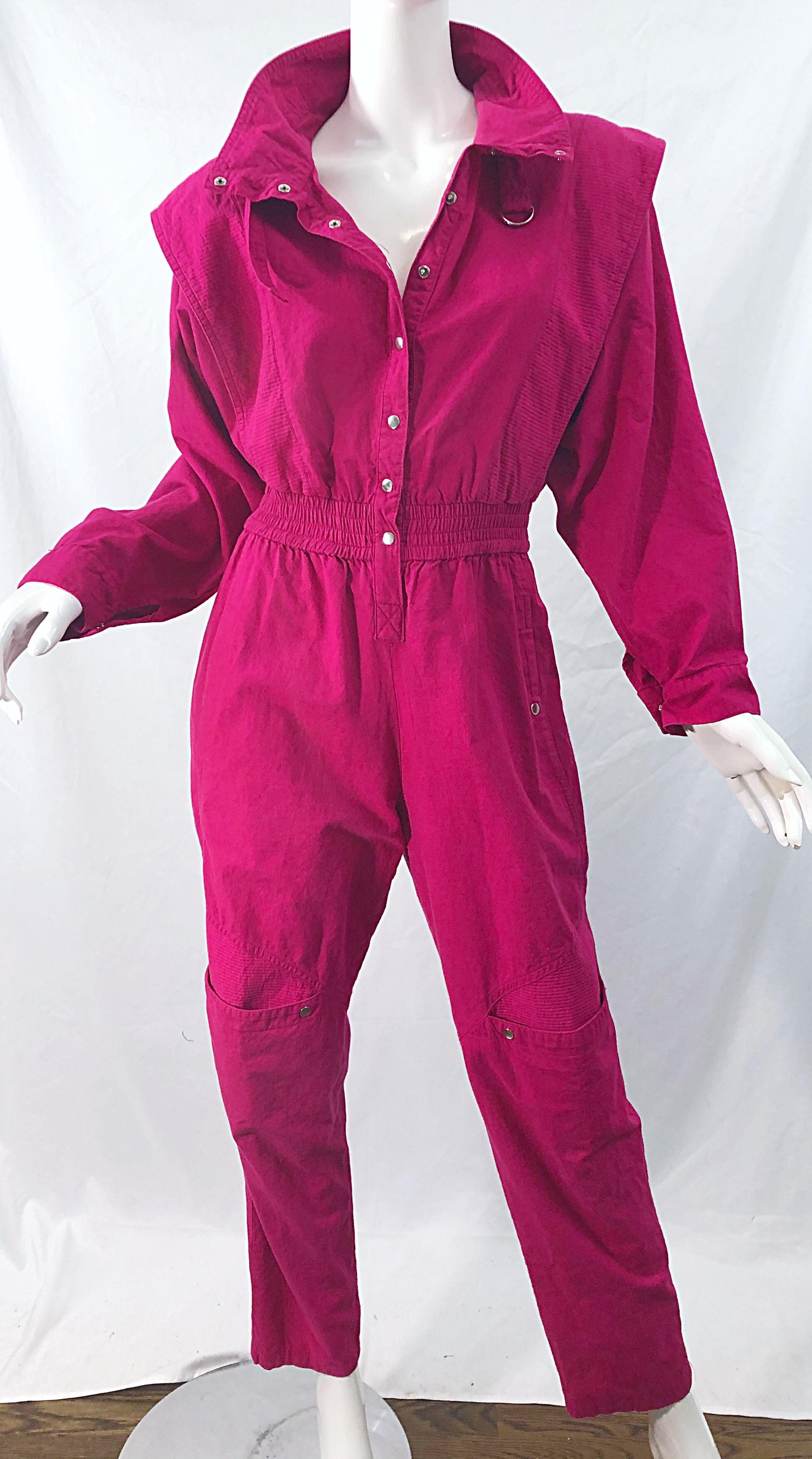 Avantgarde 1980er Vintage 80er Jahre Jumpsuit mit Dolman-Ärmeln aus Baumwolle in Rosa 6
