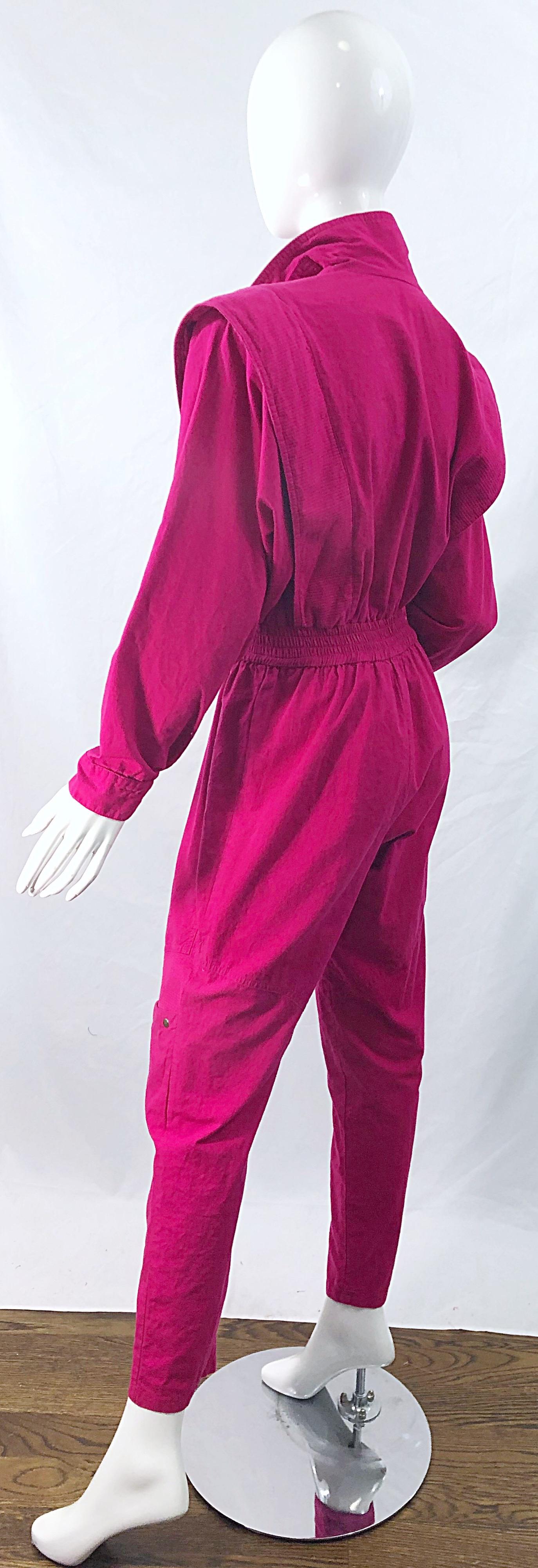Avantgarde 1980er Vintage 80er Jahre Jumpsuit mit Dolman-Ärmeln aus Baumwolle in Rosa 7