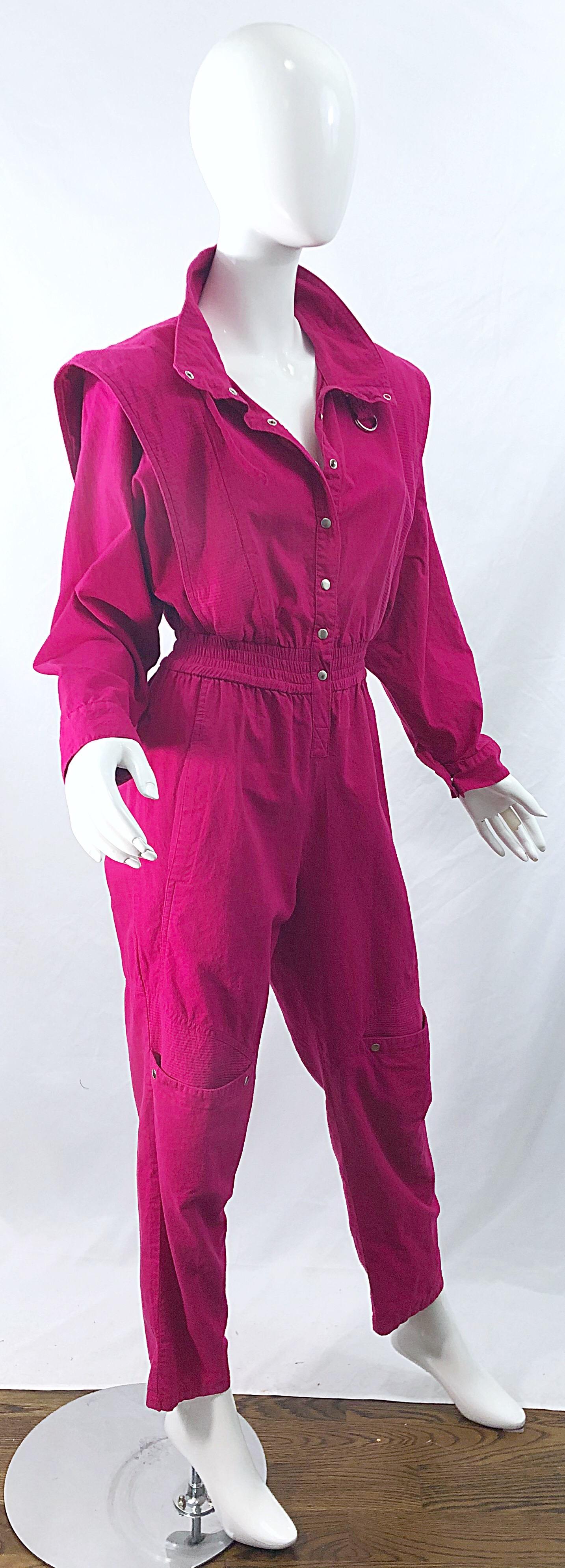 Avantgarde 1980er Vintage 80er Jahre Jumpsuit mit Dolman-Ärmeln aus Baumwolle in Rosa 8