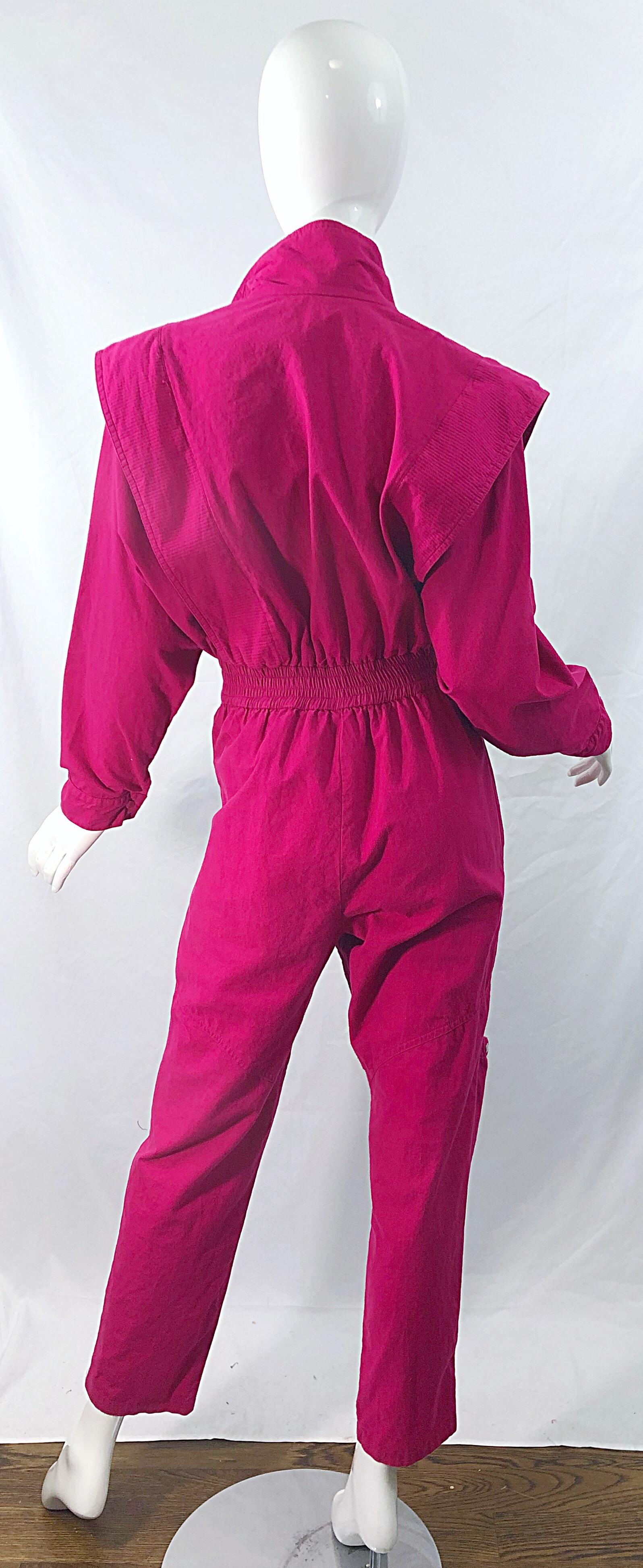 Avantgarde 1980er Vintage 80er Jahre Jumpsuit mit Dolman-Ärmeln aus Baumwolle in Rosa 9