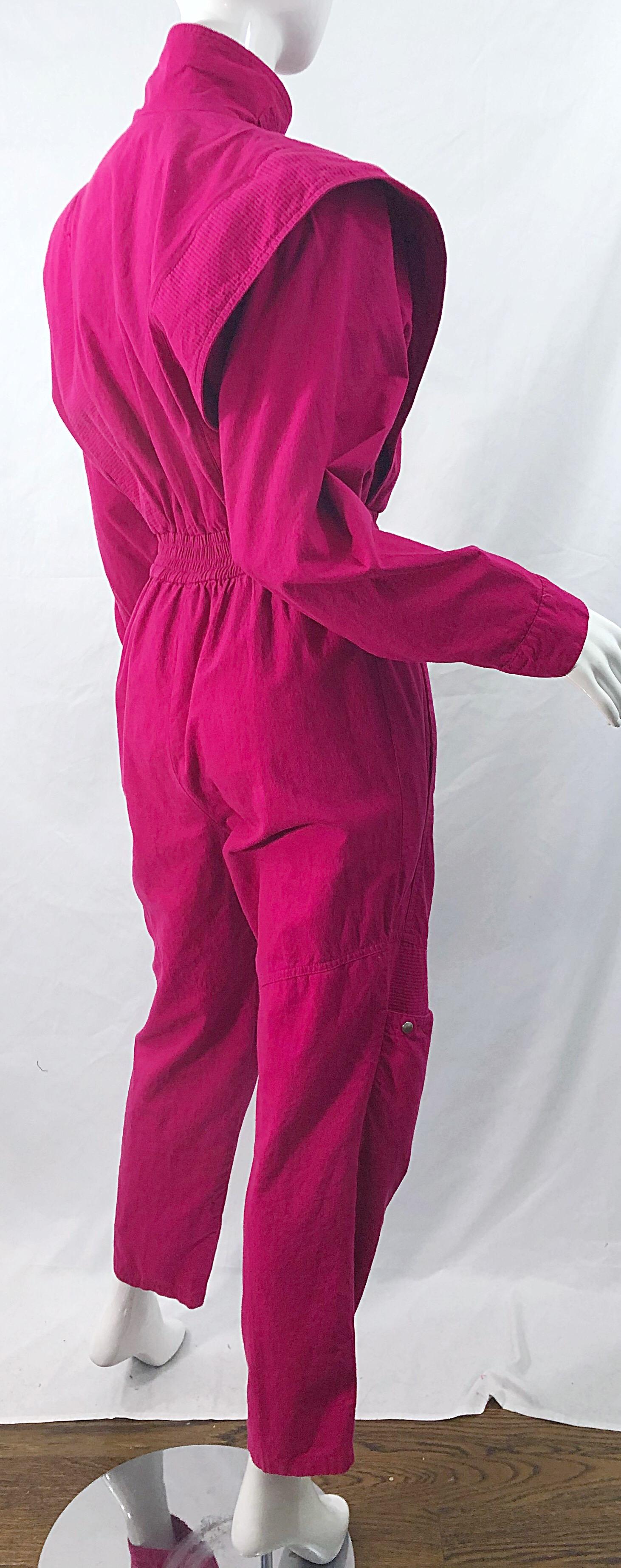 Avantgarde 1980er Vintage 80er Jahre Jumpsuit mit Dolman-Ärmeln aus Baumwolle in Rosa 11