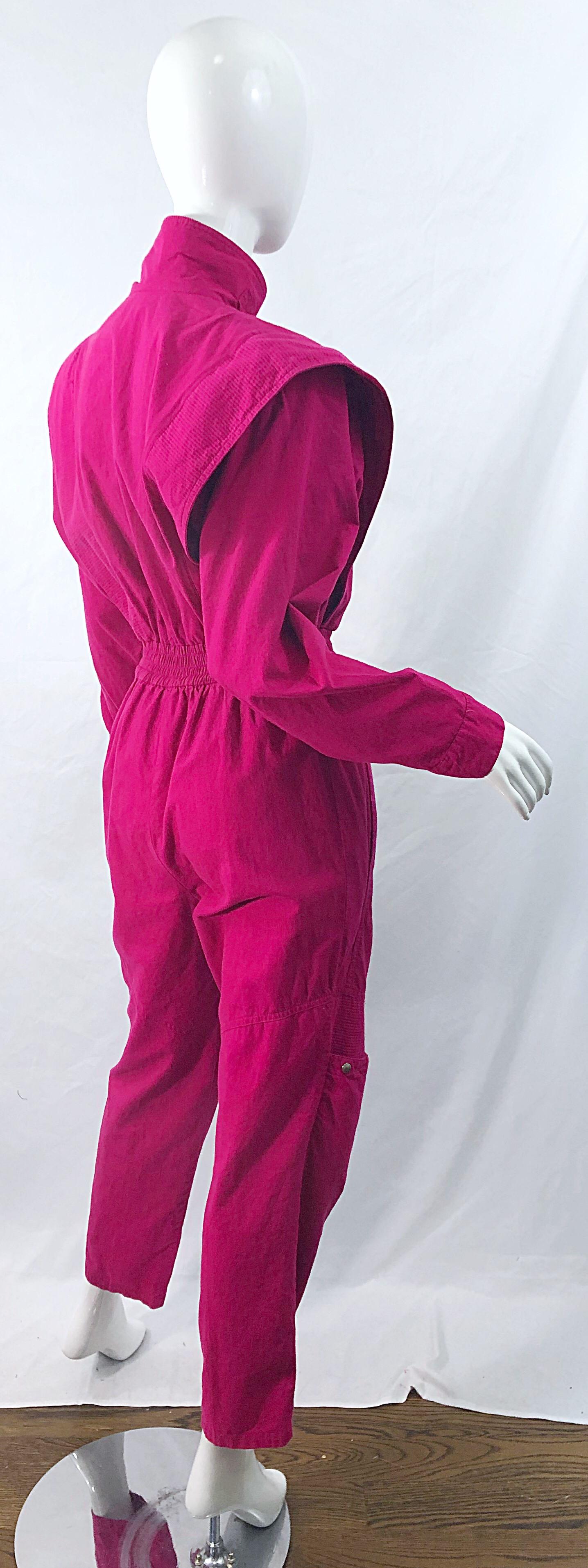 Avantgarde 1980er Vintage 80er Jahre Jumpsuit mit Dolman-Ärmeln aus Baumwolle in Rosa im Zustand „Hervorragend“ in San Diego, CA