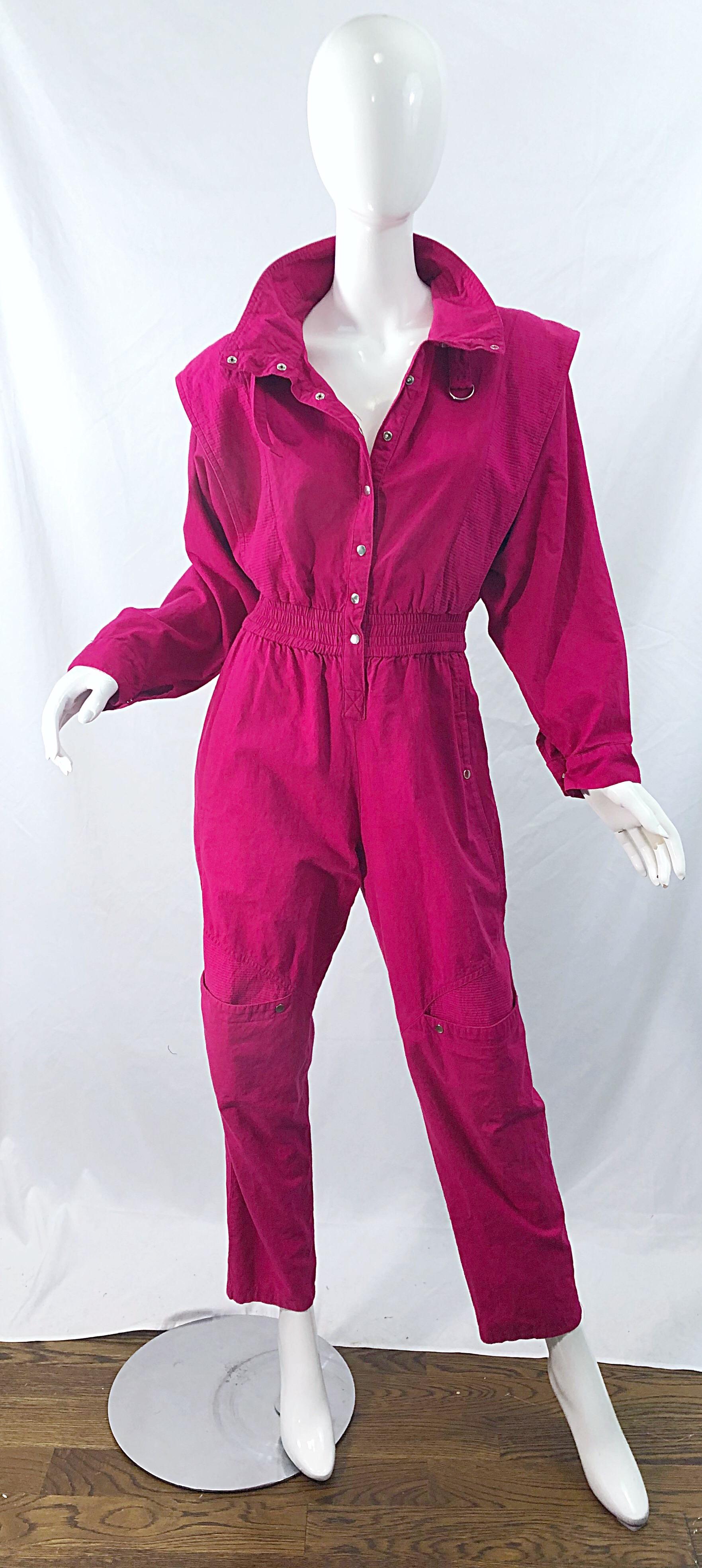 Avant Garde 1980s Hot Pink Magenta Cotton Dolman Sleeve Vintage 