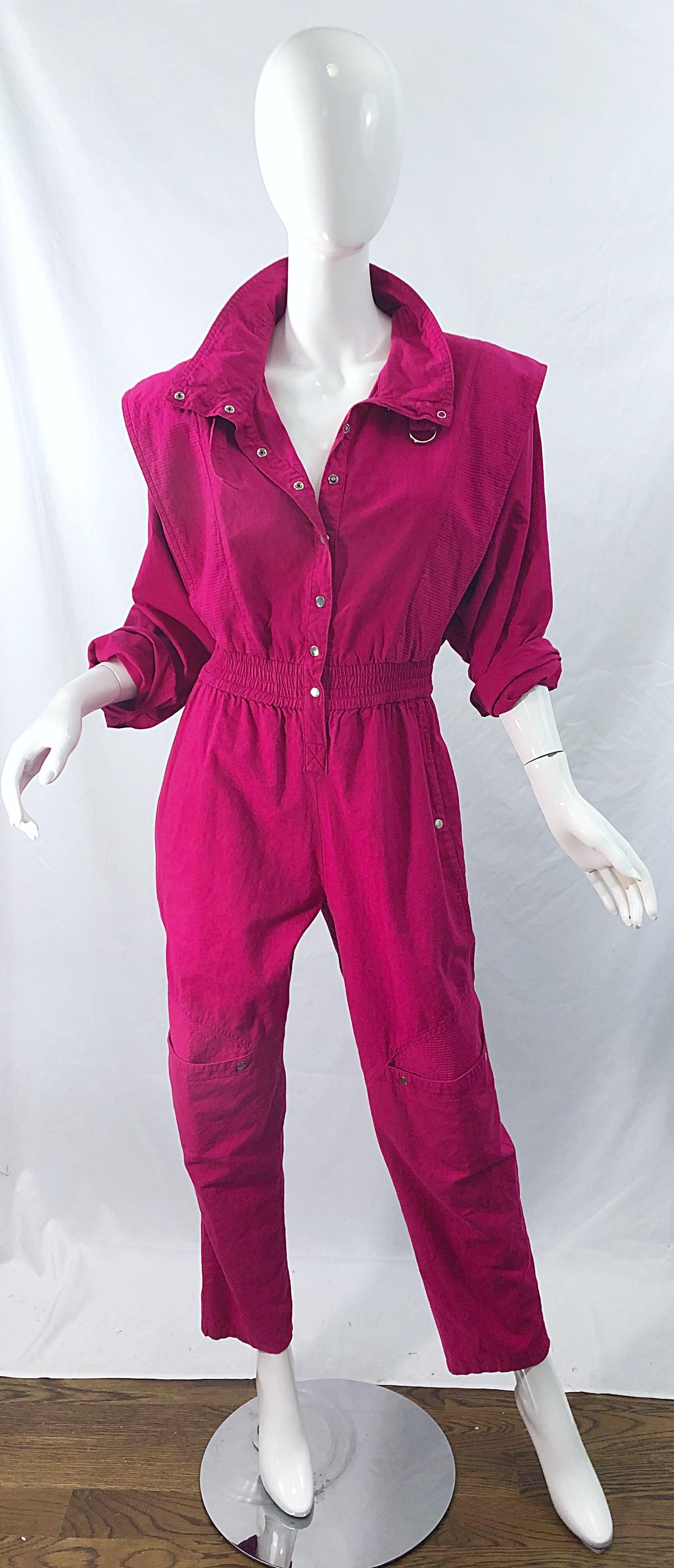 Avantgarde 1980er Vintage 80er Jahre Jumpsuit mit Dolman-Ärmeln aus Baumwolle in Rosa 2