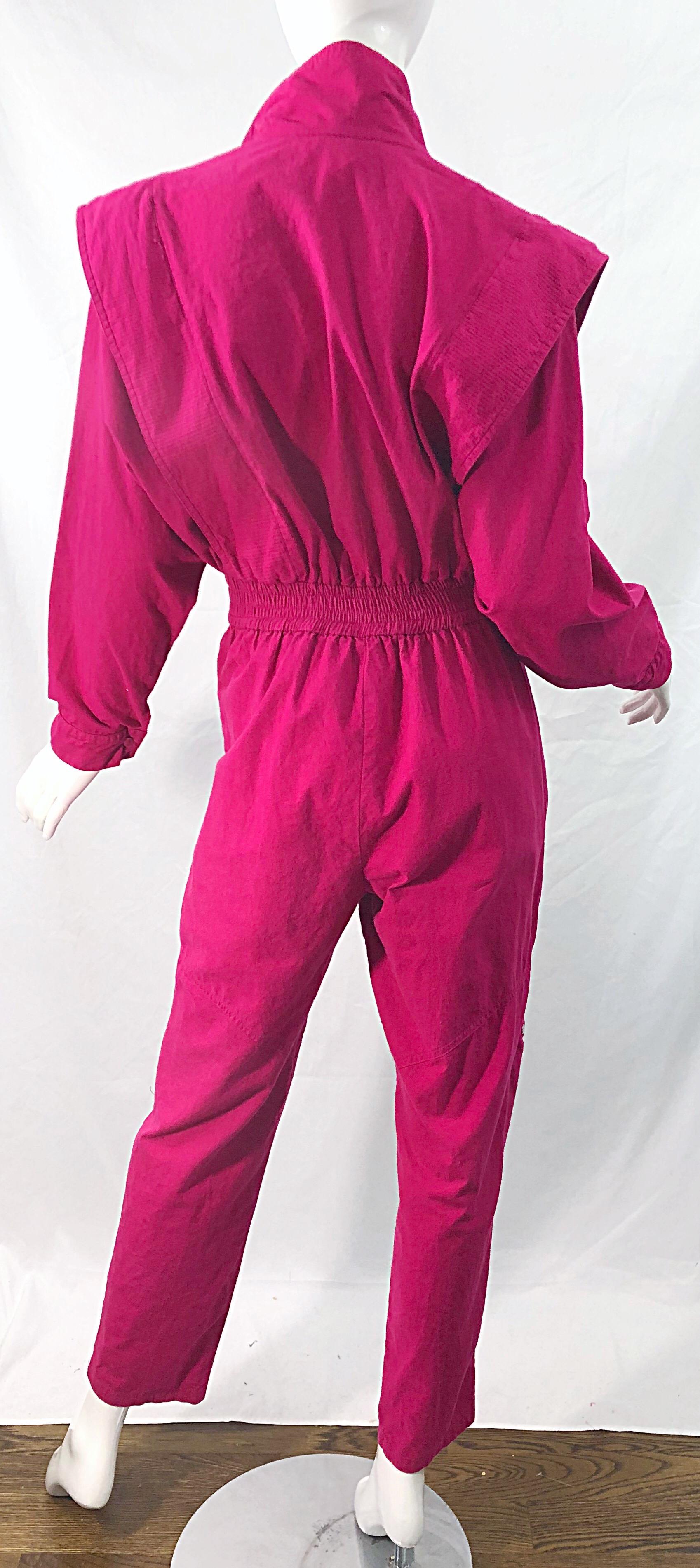 Avantgarde 1980er Vintage 80er Jahre Jumpsuit mit Dolman-Ärmeln aus Baumwolle in Rosa 3