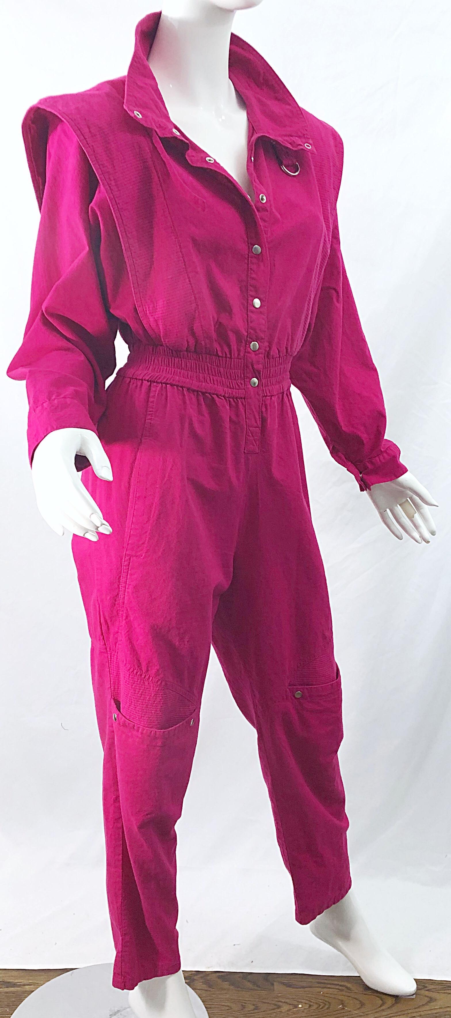 Avantgarde 1980er Vintage 80er Jahre Jumpsuit mit Dolman-Ärmeln aus Baumwolle in Rosa 4