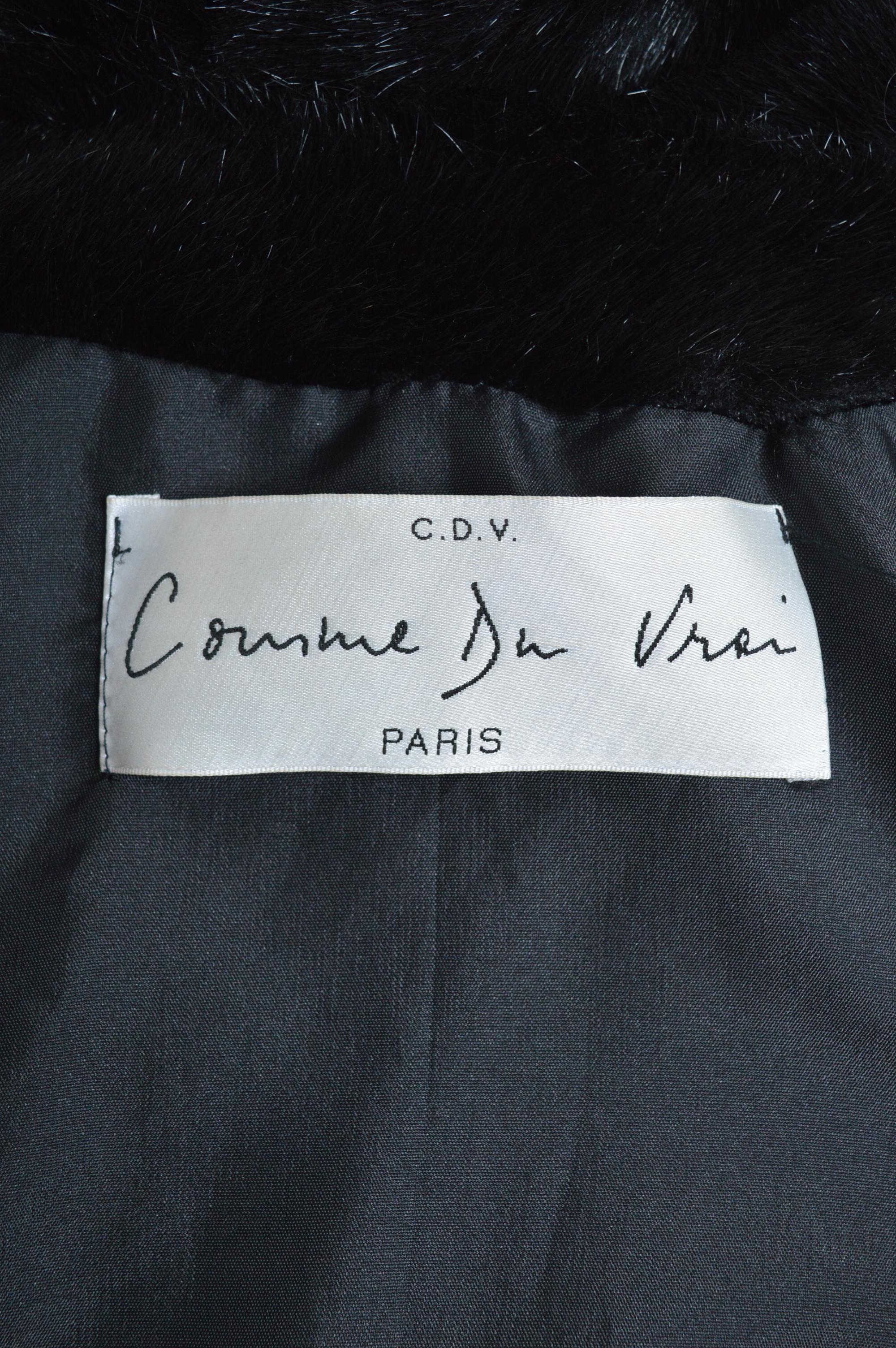 Avant Garde 1990’s Black Parisian Cropped Faux Fur Coat with Pom Poms For Sale 5
