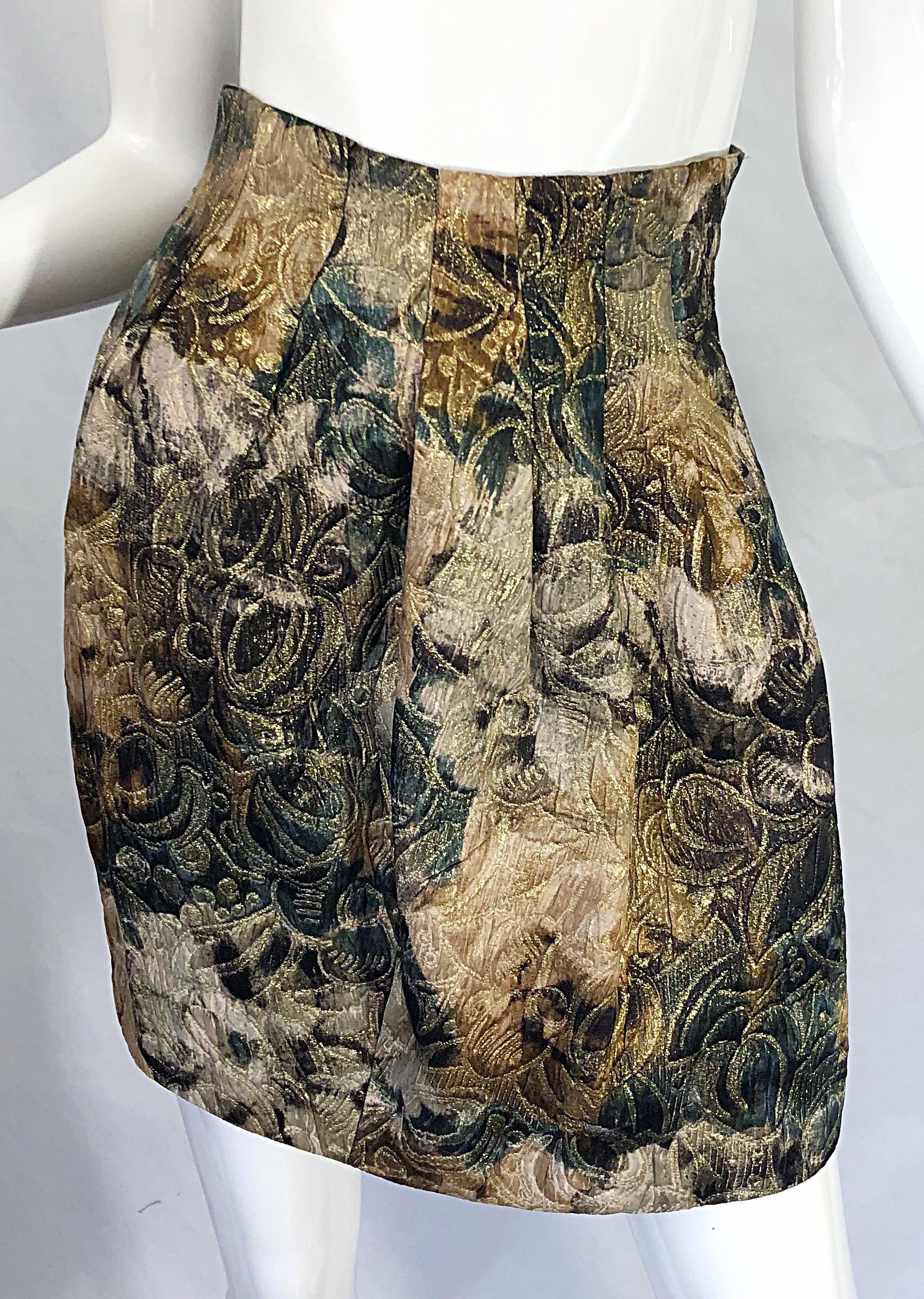 Krizia tailleur jupe asymétrique asymétrique en soie vintage Avant Garde métallisée, années 1990  Pour femmes en vente