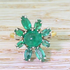 Avant Garde 2.98 Carat Cabochon and Marquise Cut Emerald Ring, circa 1970