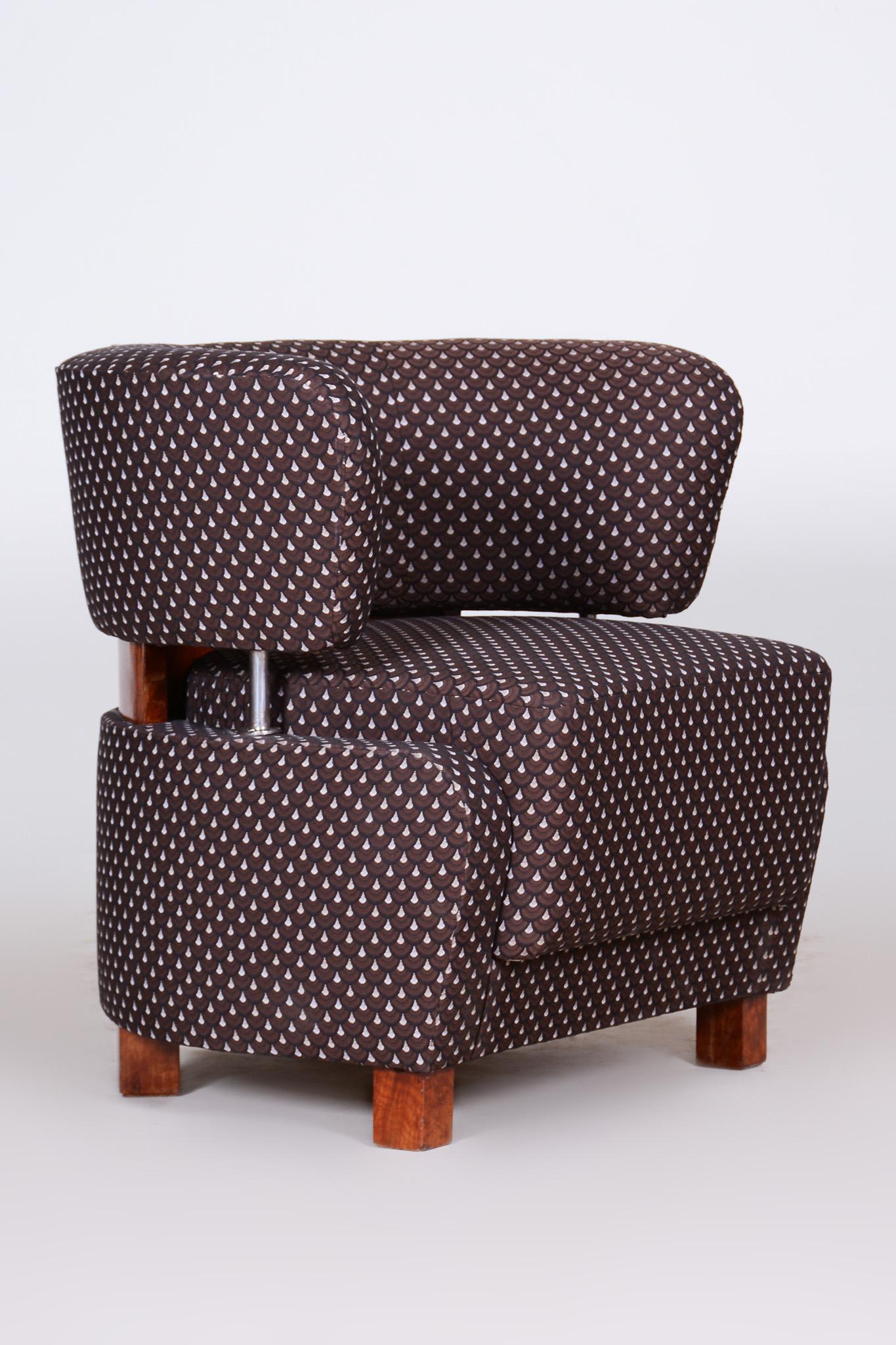 Fabric Avant-Garde Armchair Made in 1920s France, Fully Restored For Sale