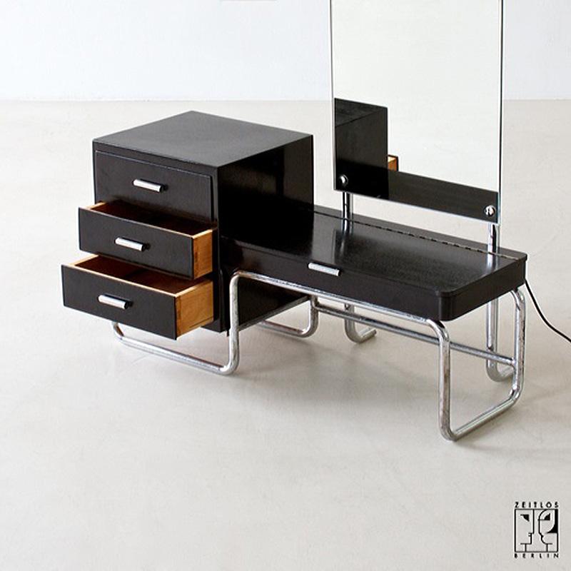 Mid-20th Century  Avant-garde Bauhaus tubular steel dressing mirror cabinet ba Hynek Gottwald For Sale
