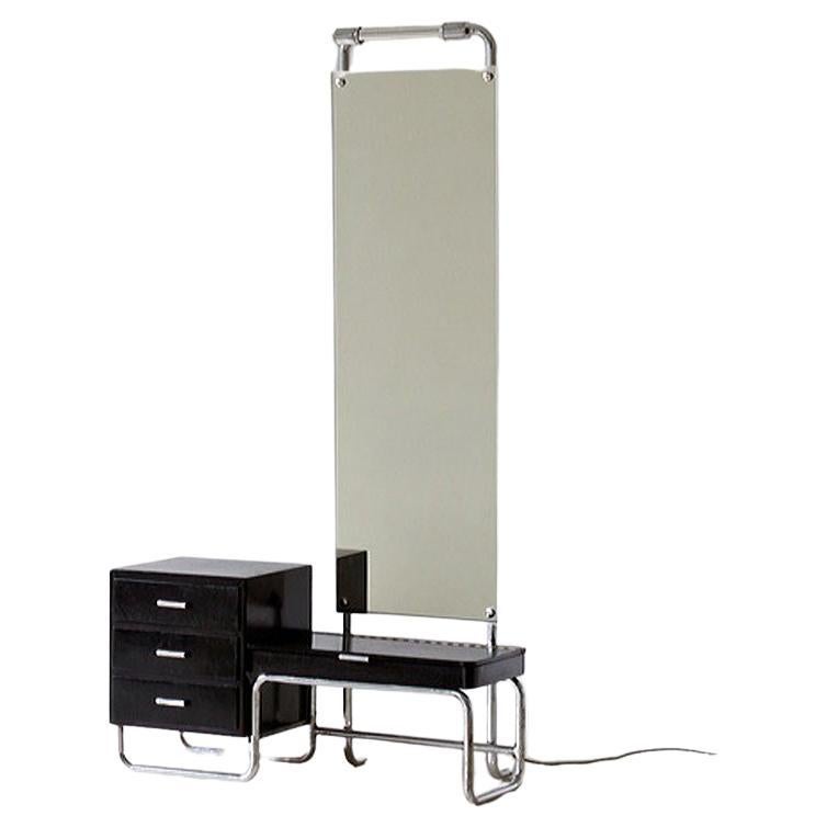  Avant-garde Bauhaus tubular steel dressing mirror cabinet ba Hynek Gottwald For Sale