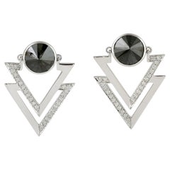 Avant-Garde Black 
White Diamond Geometric Earrings In 18KT White Gold