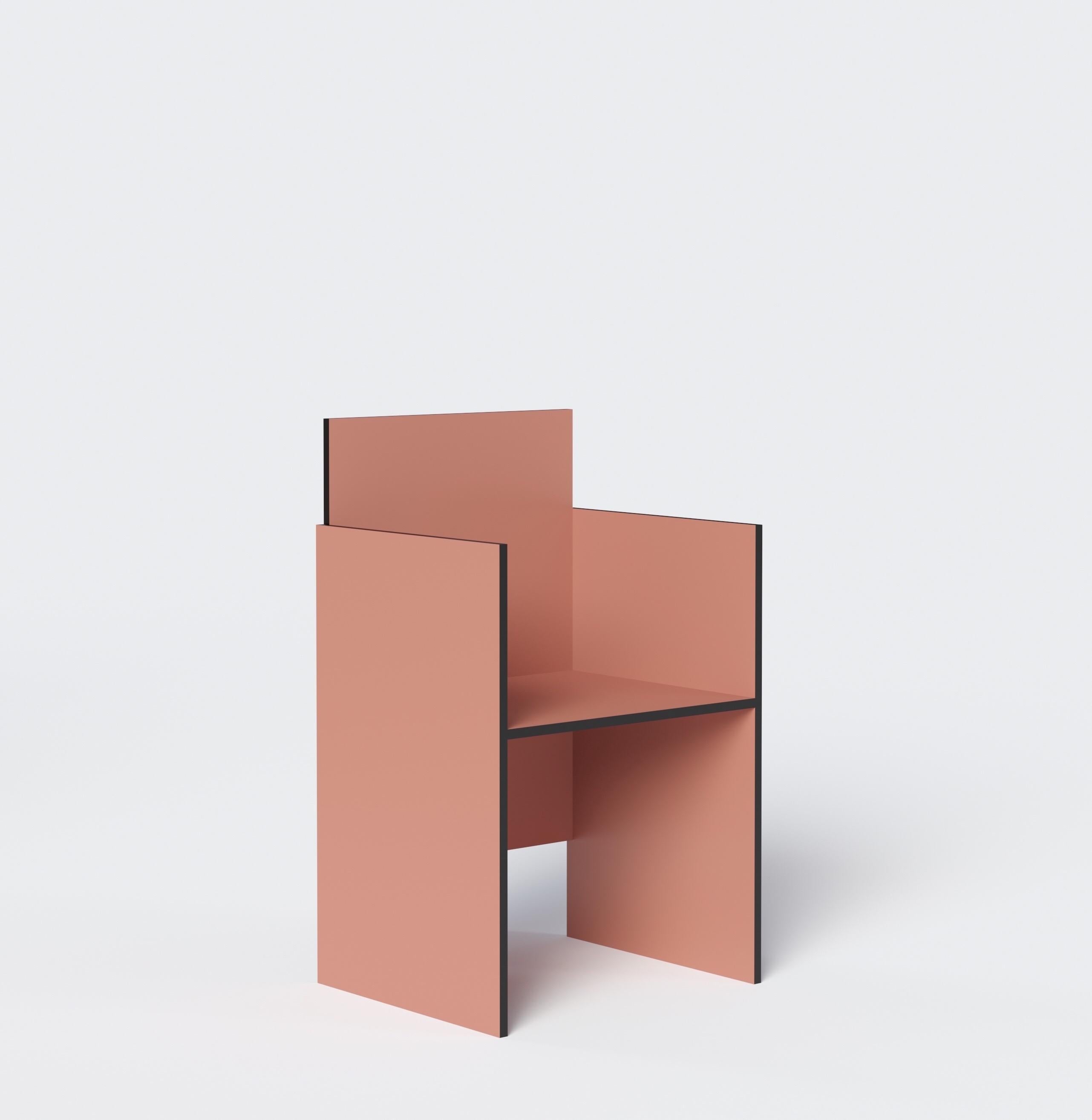 Geometric and Minimalist chair by Russian designer Dmitry Samygin. Inspired by Gerrit Rietveld and Bauhaus style. 

Plywood
88.5 x 45 x 45 cm

Choose your color! 

Two versions:
- One arm (right or left)
- Two arms.