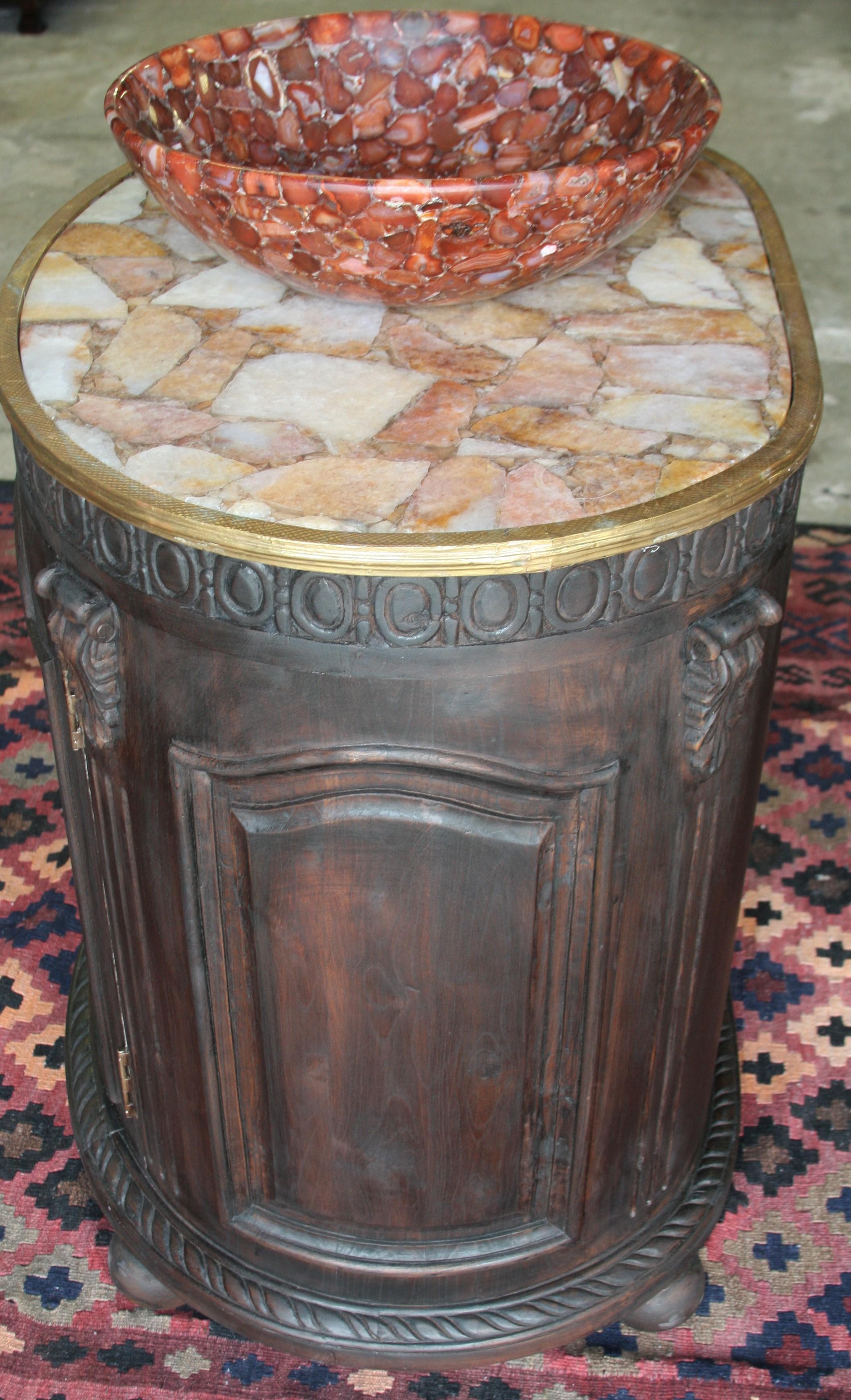 Indian Avant Garde Custom Handcrafted Semi-Precious Stone Bathroom Sink For Sale