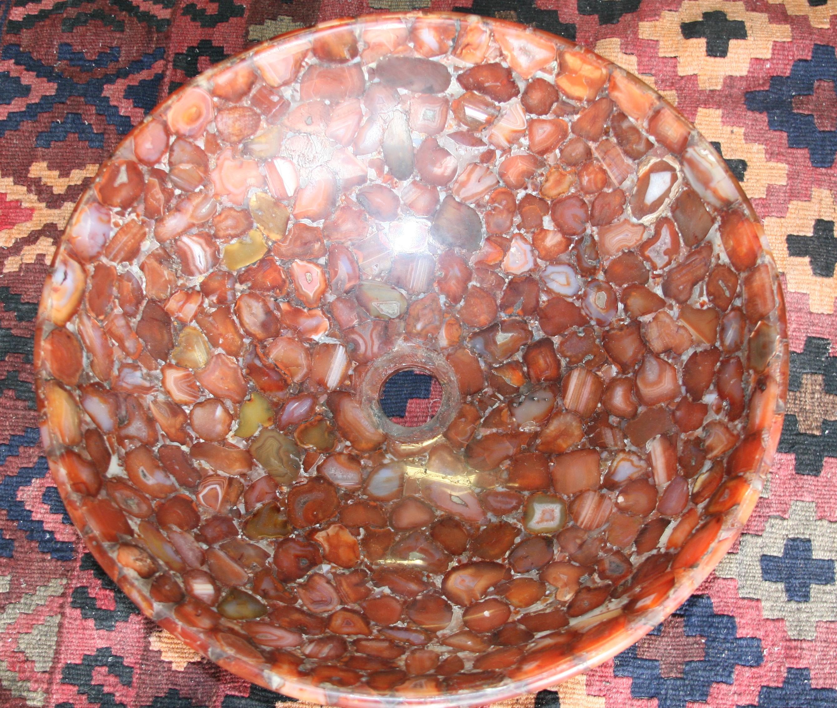 Avant Garde Custom Handcrafted Semi-Precious Stone Bathroom Sink In Good Condition For Sale In Houston, TX