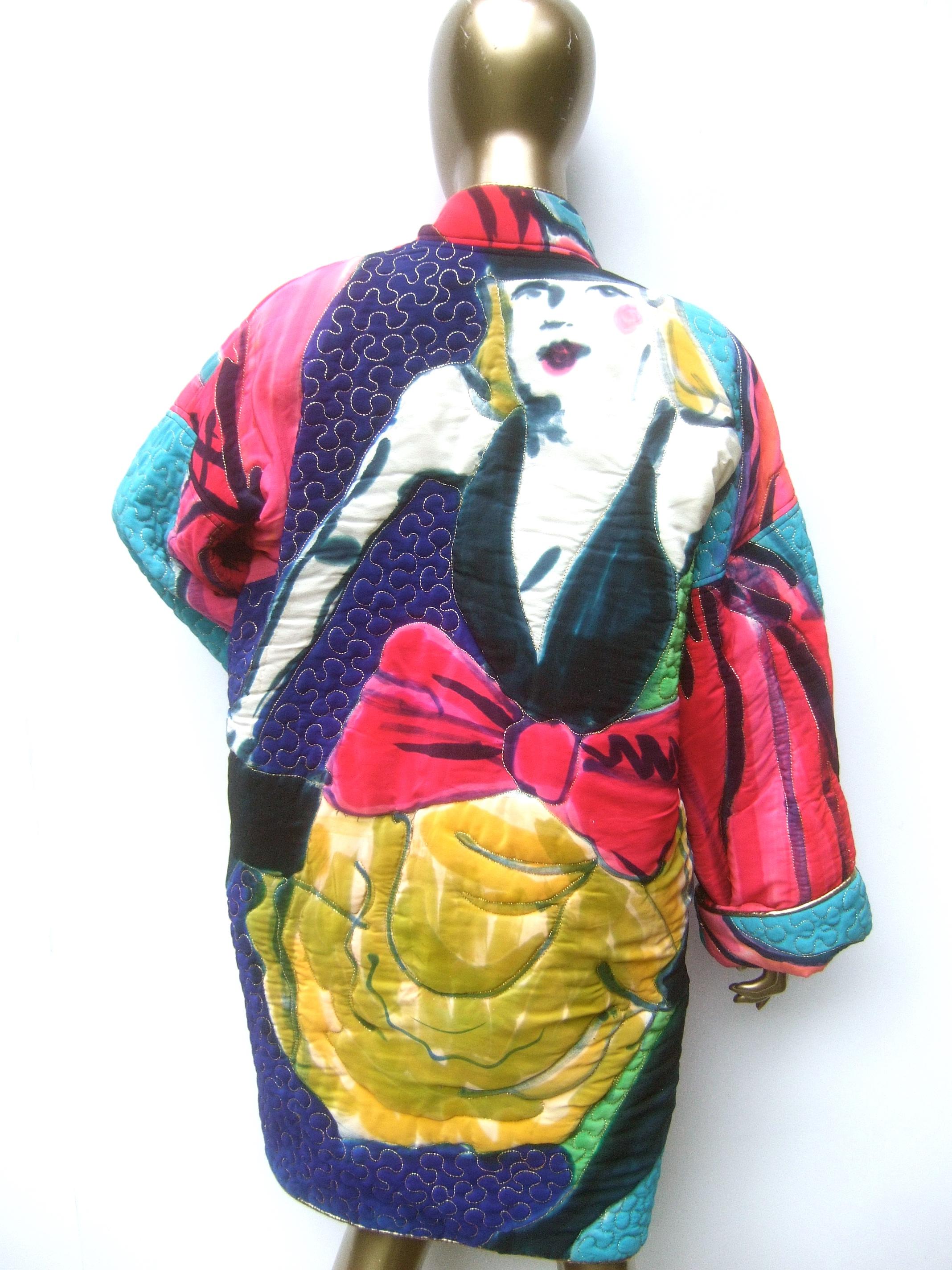 Avant-Garde Graphic Silk Quilted Print Artisan Jacket Bergdorf Goodman c 1980s  9