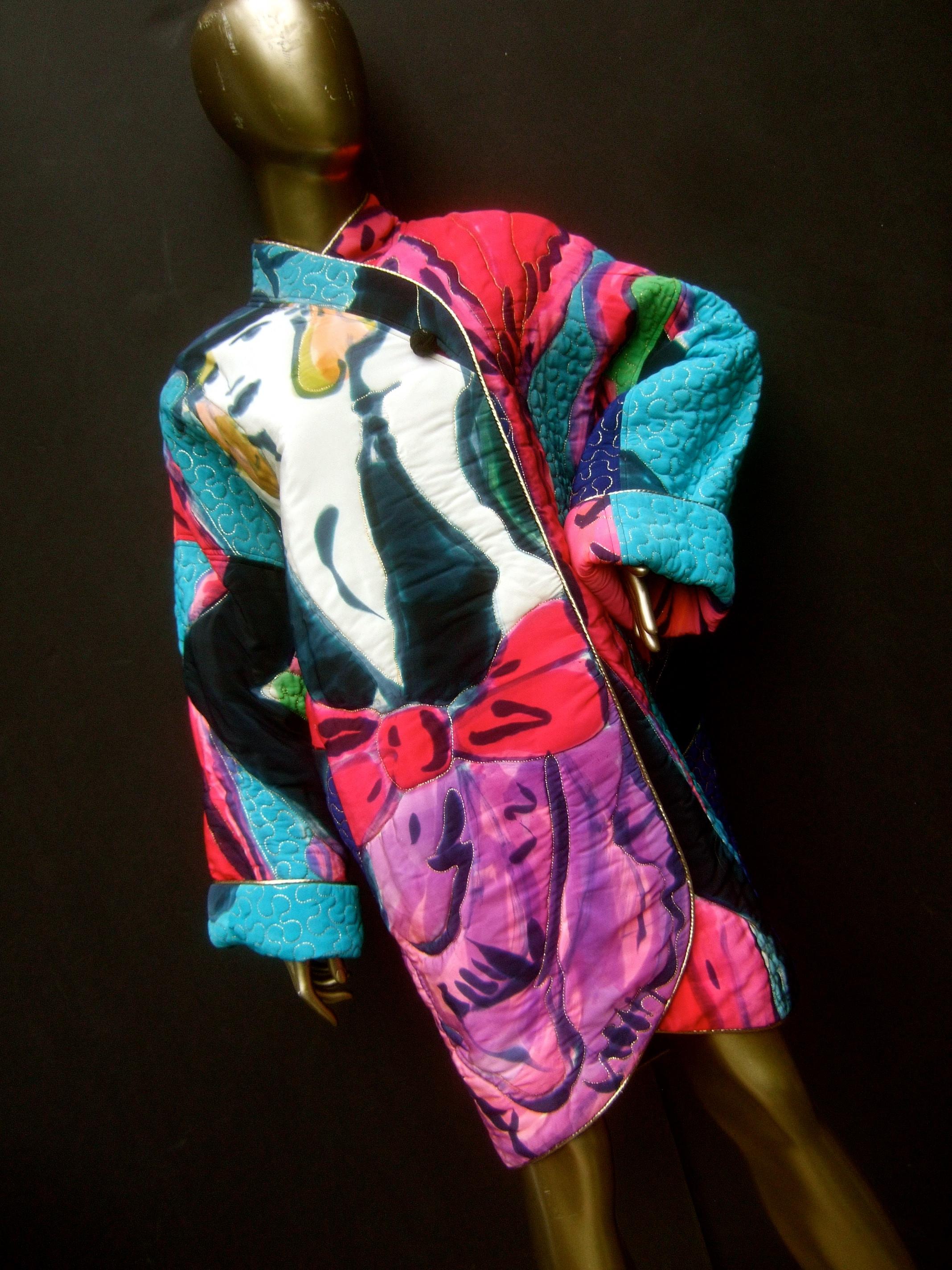 Avant-Garde Graphic Silk Quilted Print Artisan Jacket Bergdorf Goodman c 1980s  12