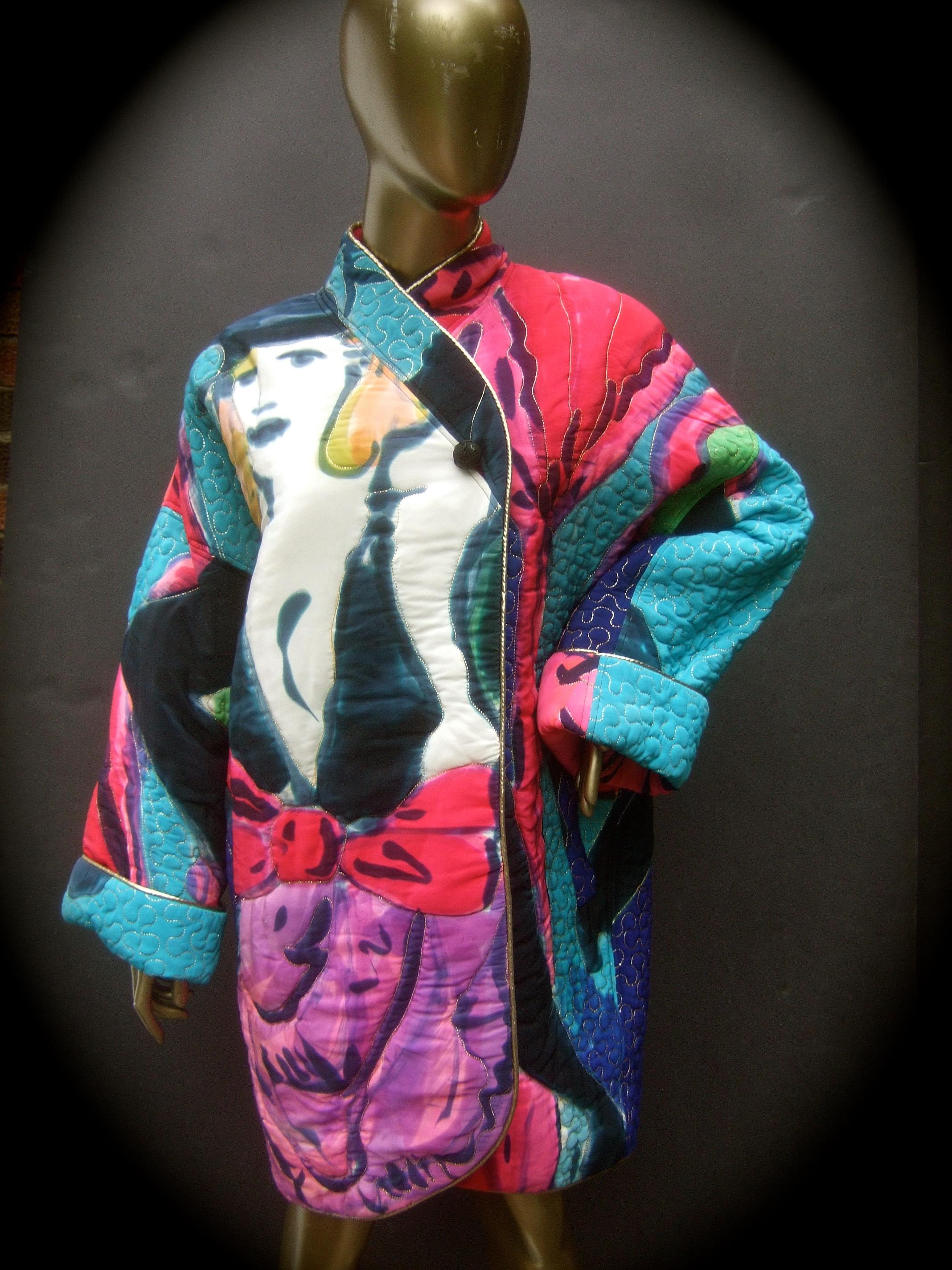 Avant-Garde Graphic Silk Quilted Print Artisan Jacket Bergdorf Goodman c 1980s  1