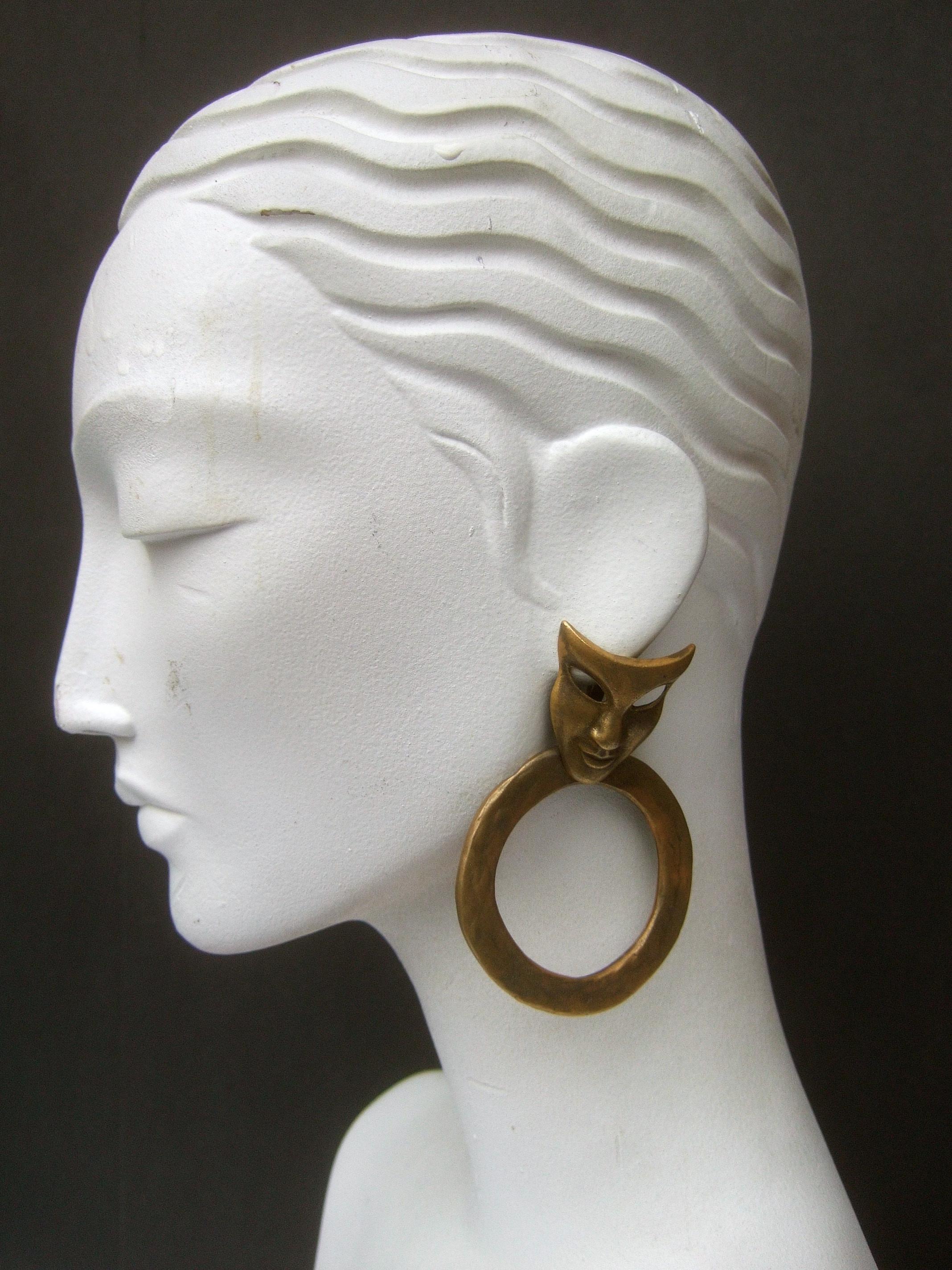 Modern Avant-Garde Huge Clip On Statement Earrings Designed by Les Bernard c 1980s For Sale