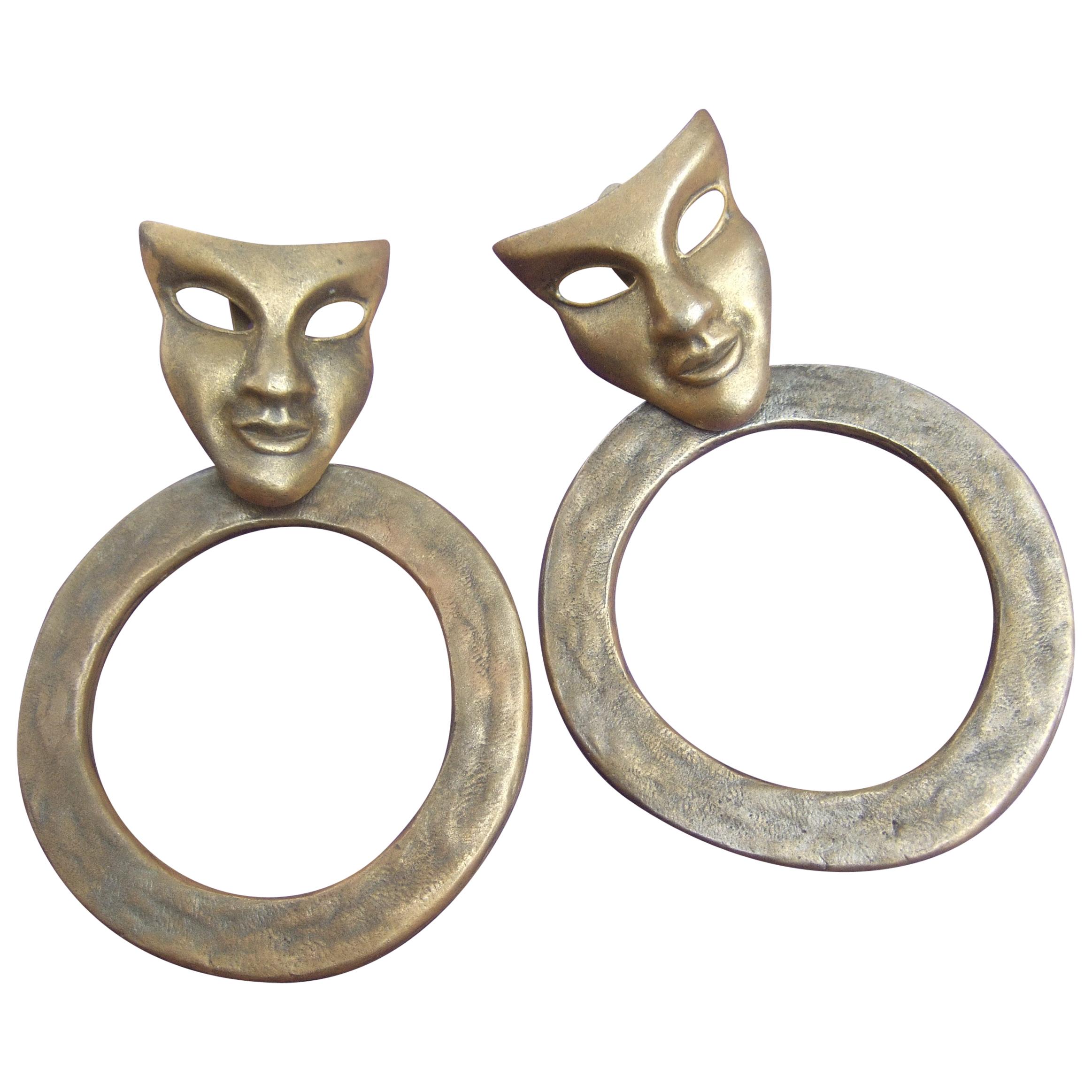 Avant-Garde Huge Clip On Statement Earrings Designed by Les Bernard c 1980s