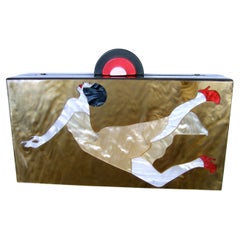 Pochette d'avanguardia in lucite in stile Art Deco - Borsa a tracolla anni '90 circa
