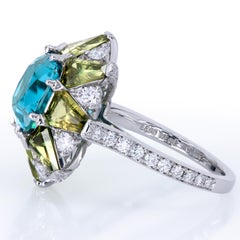 Leon Mege Avant Garde Paraiba-Like Blue Zircon Fancy Sapphire Diamond Ring