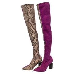 Avant Garde Roberto Cavalli Botas altas de ante magenta bicolor talla 41