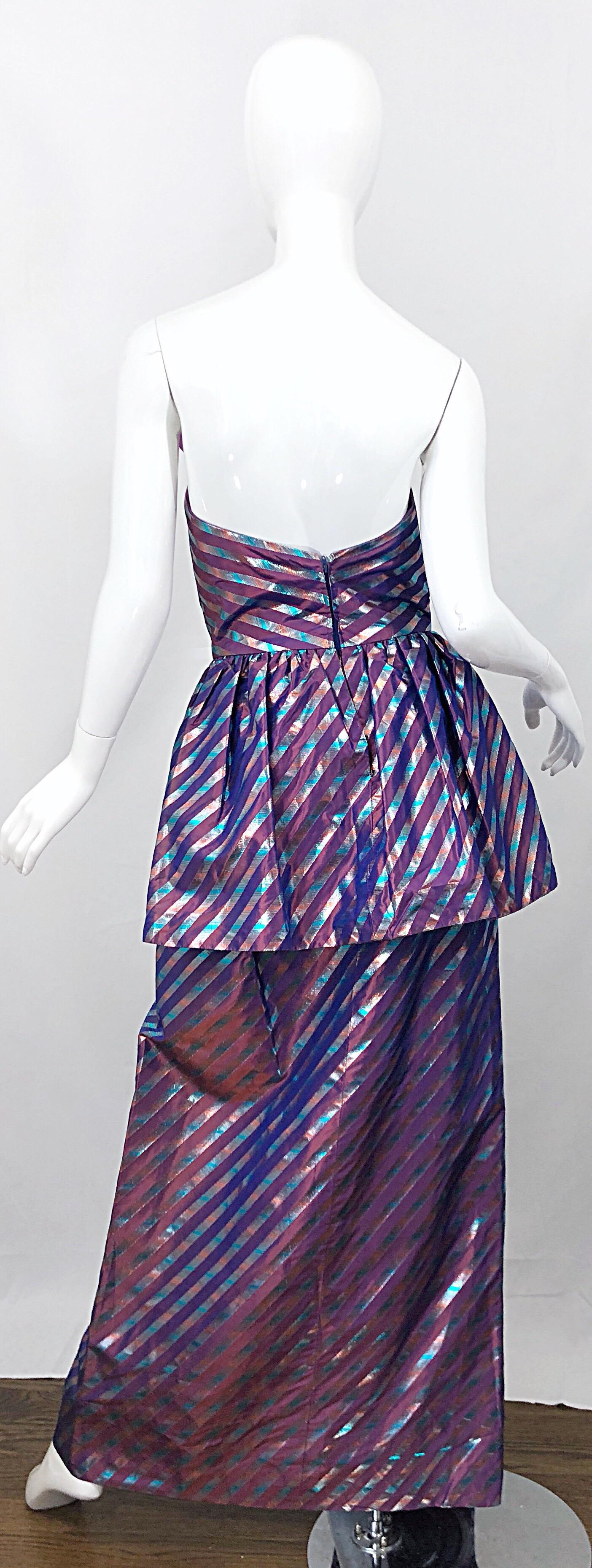 Women's Avant Garde Ruben Parnis 1980s Sz 8 / 10 Vintage One Shoulder Prurple Silk Gown For Sale