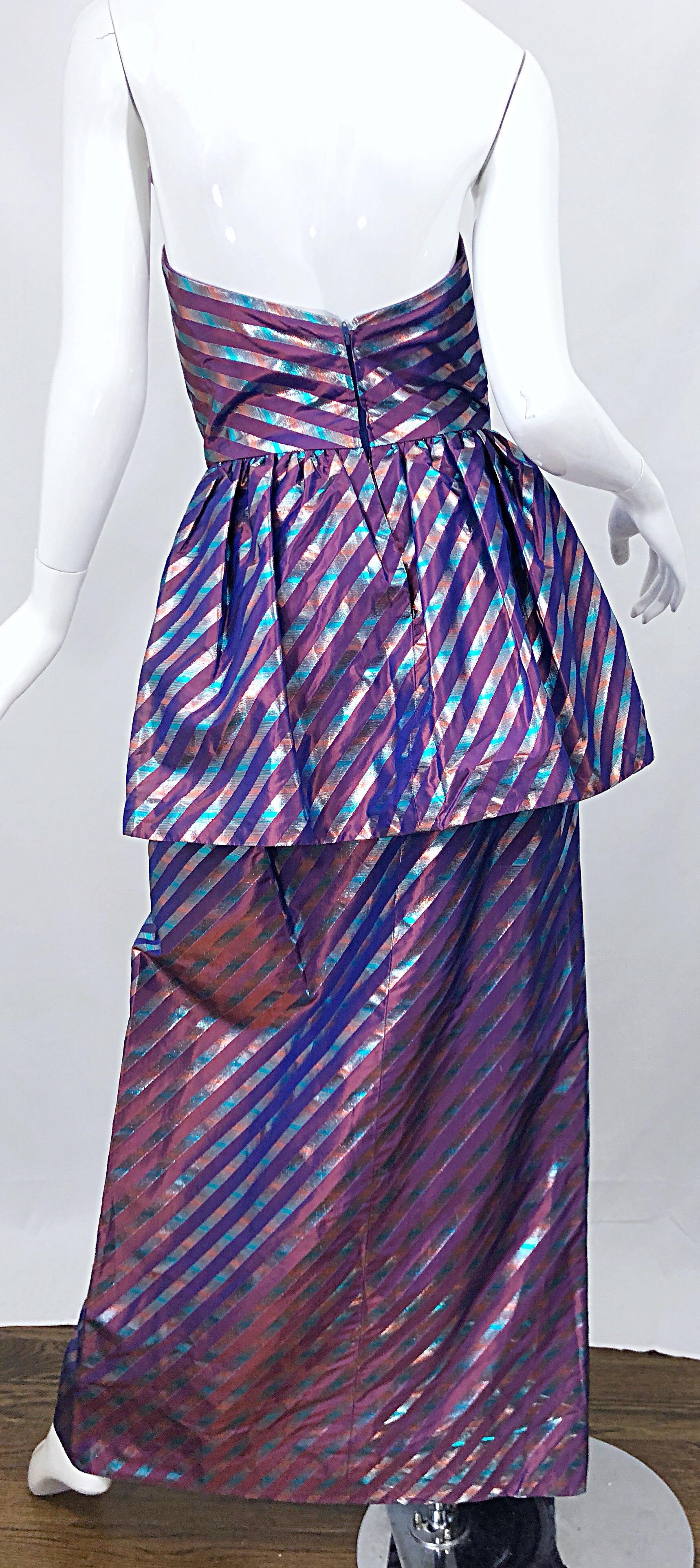 Avant Garde Ruben Parnis 1980s Sz 8 Vintage One Shoulder Prurple Silk Gown For Sale 7