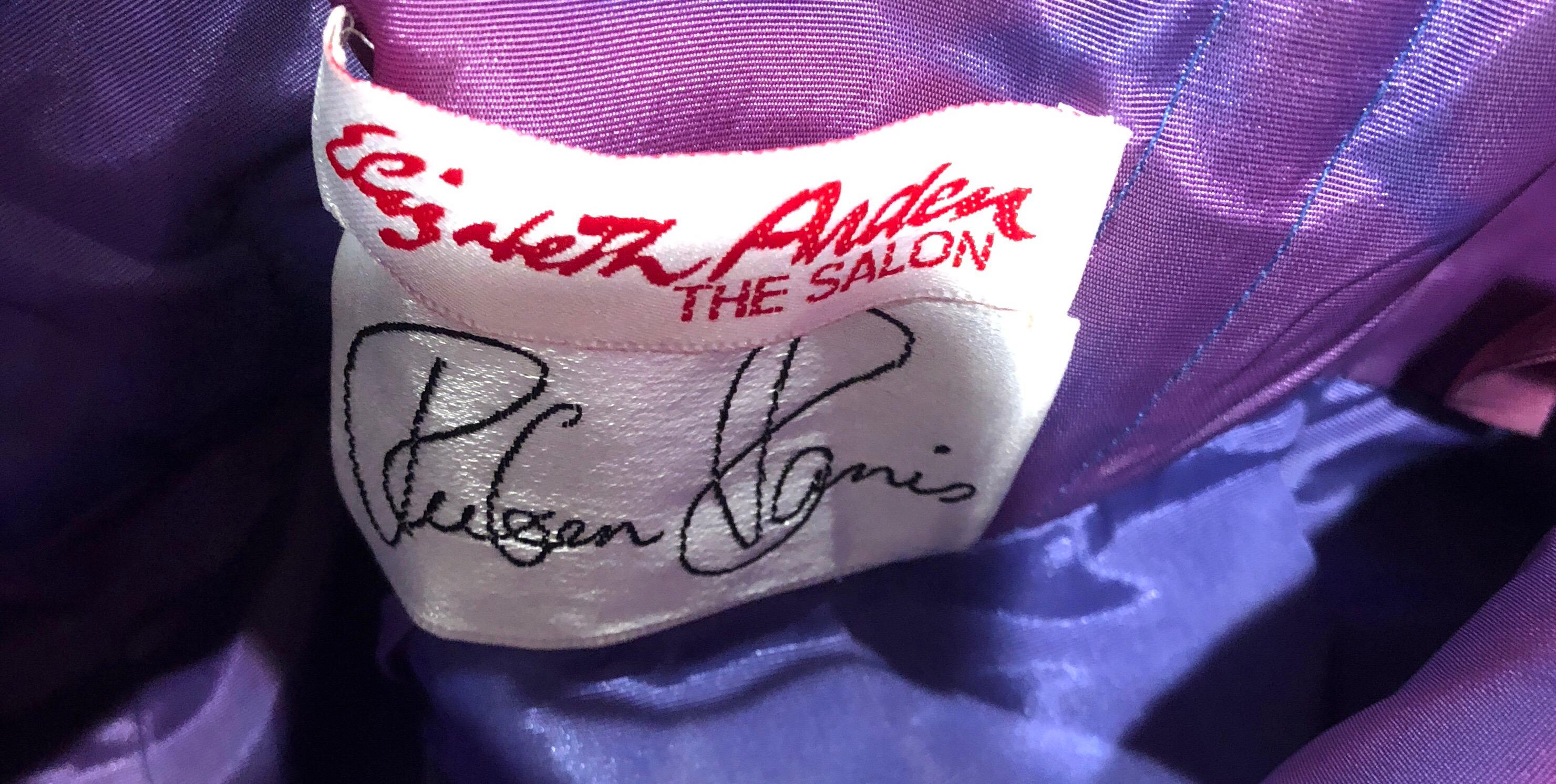 Avant Garde Ruben Parnis 1980s Sz 8 Vintage One Shoulder Prurple Silk Gown For Sale 13