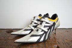 Avant Guard Andrea Lattanzi Technical Y2k Silver Pointy futuristic Trainer Heels