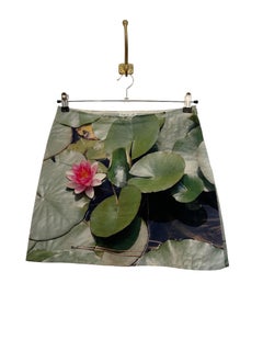 Avant Guard Vintage Agnes B Futuristic Digital Print Lily Flower Mini Skirt