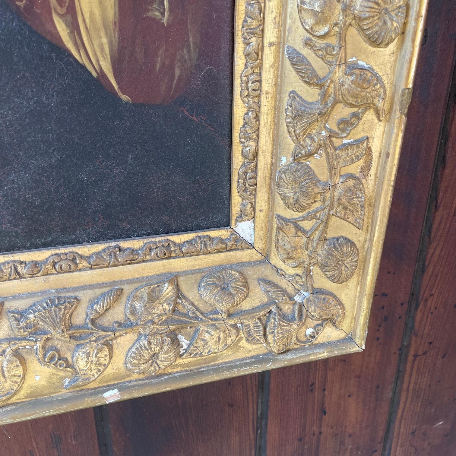 Fait main Avant le Bal Femme avec portrait en miroir, peinture à l'huile sur étain doré, époque géorgienne en vente