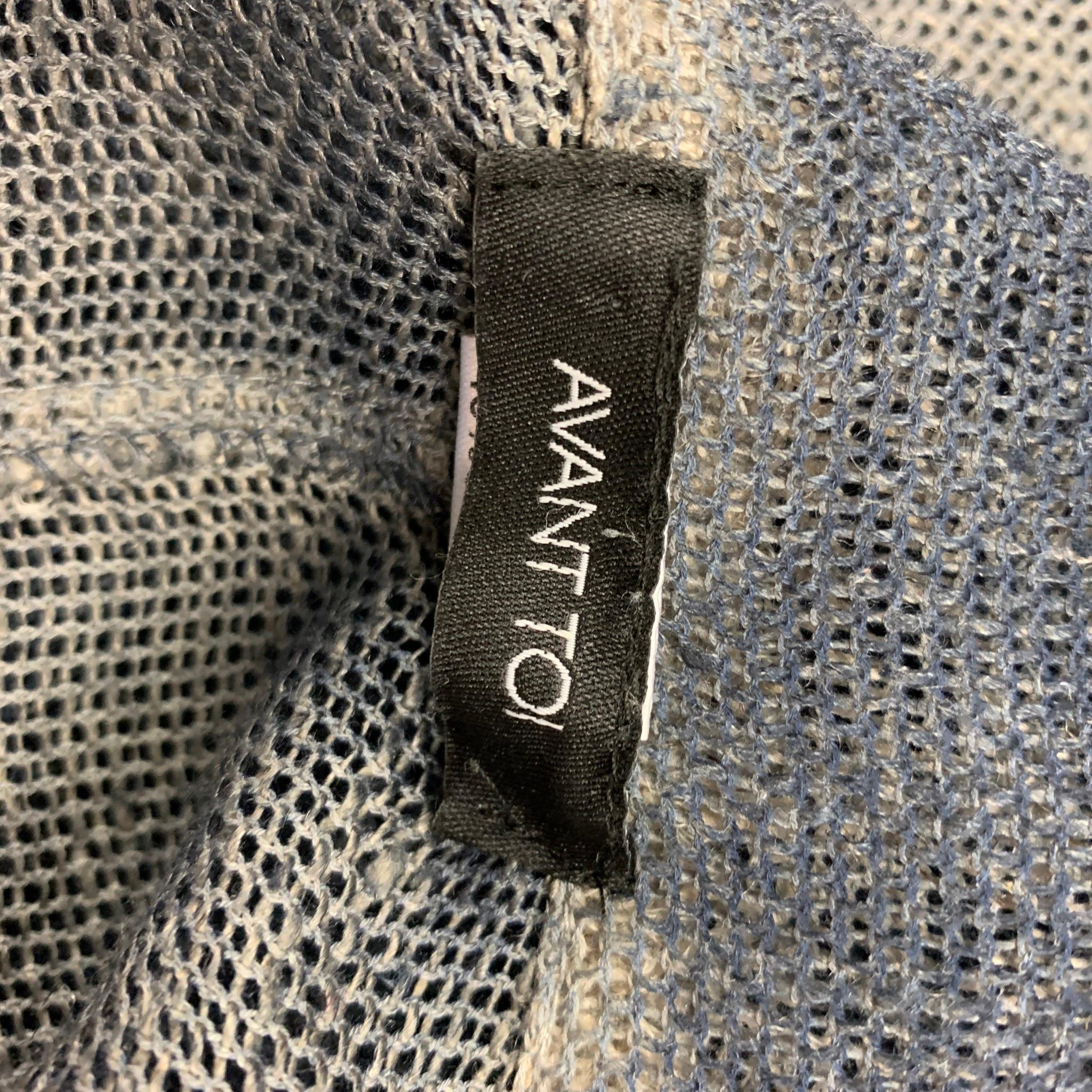 Gray AVANT TOI Size M Navy Grey Linen Cotton Single Button Blazer