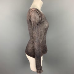 AVANT TOI Size S Grey & Purple Knitted Cashmere Scoop Neck Pullover