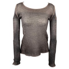 AVANT TOI Size S Grey & Purple Knitted Cashmere Scoop Neck Pullover