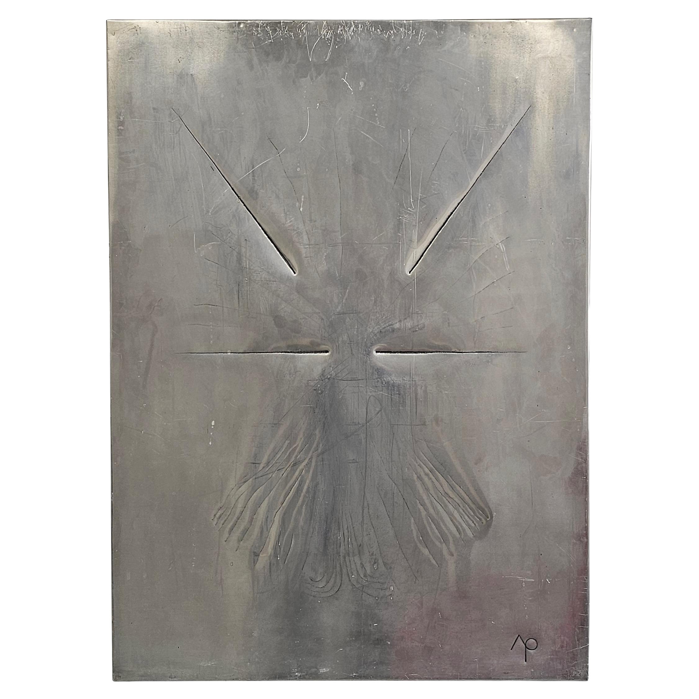 Avantgarde-Kunstwerk des jugoslawischen Künstlers Ljubomir Rajcevic aus Metall, 1974 im Angebot