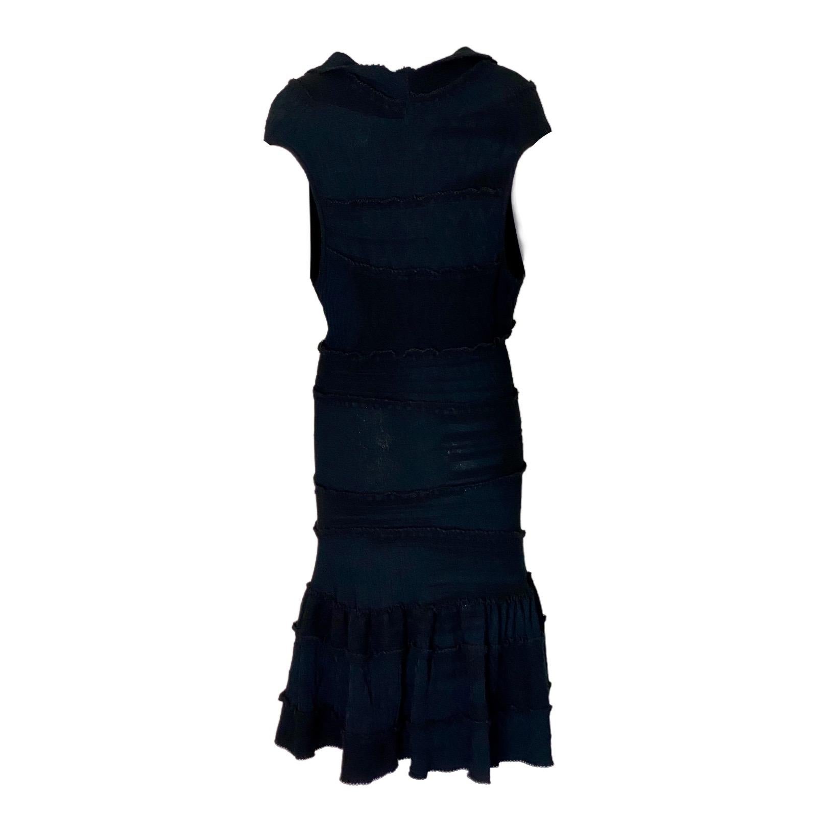 CHANEL Avantgardistic Black Ruched Knit Dress 38 For Sale at