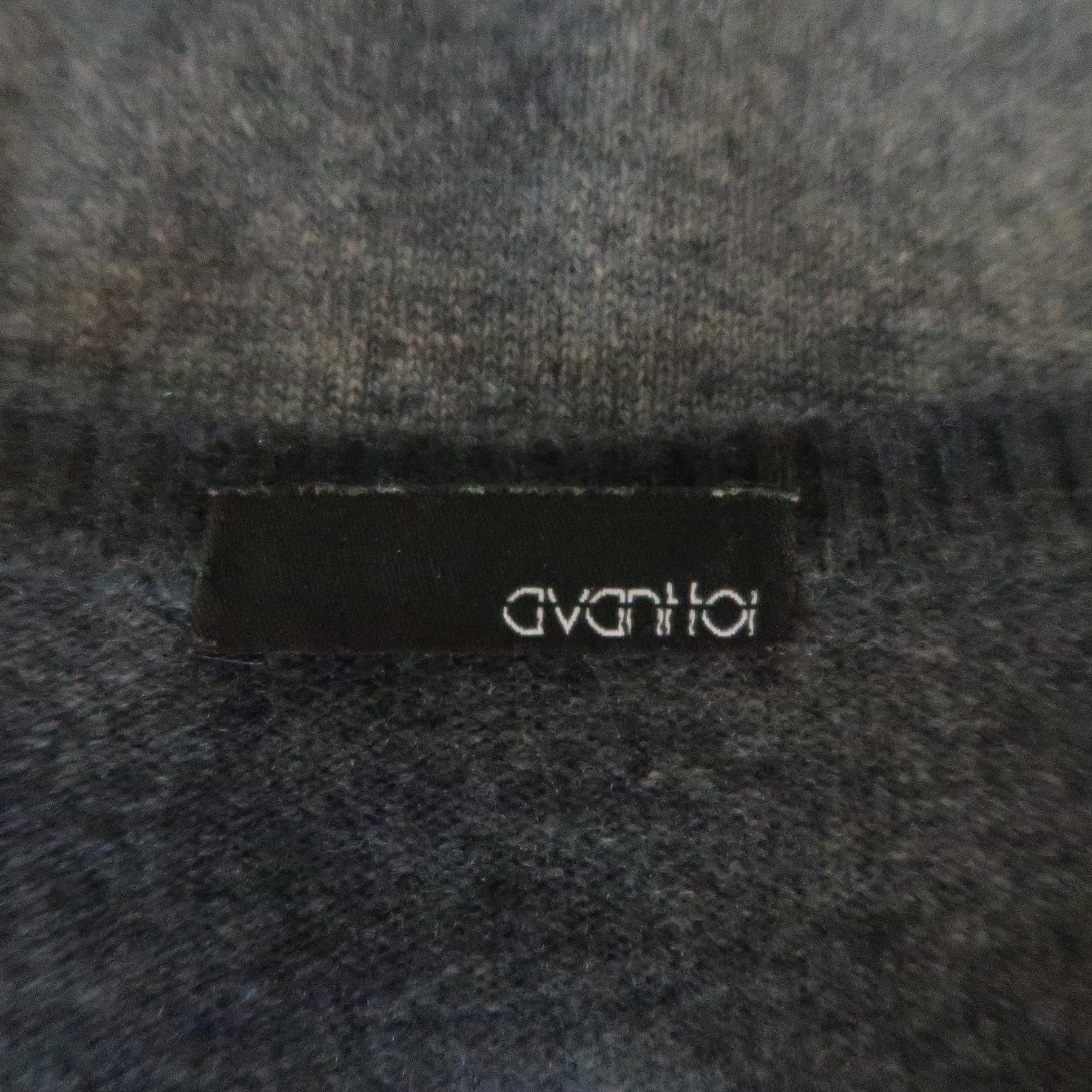 AVANTI Size S Grey Washed Effect Cashmere V Neck Sweater 2