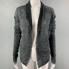AVANTTOI Size M Grey Linen Textured Open Front Cardigan