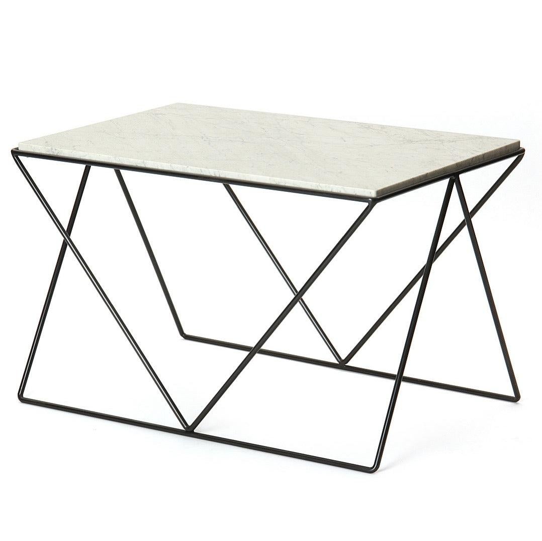 Avard Wrought Iron and Marble End Table by Darrell Landrum for Avard In Fair Condition For Sale In Sagaponack, NY