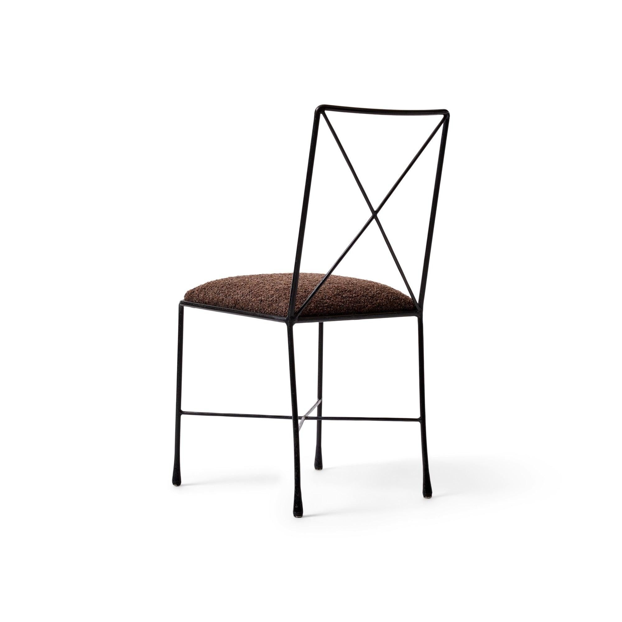 Avard 'X' Back Iron Side Chair by Darrell Landrum for Avard, 1950s In Excellent Condition For Sale In Sagaponack, NY