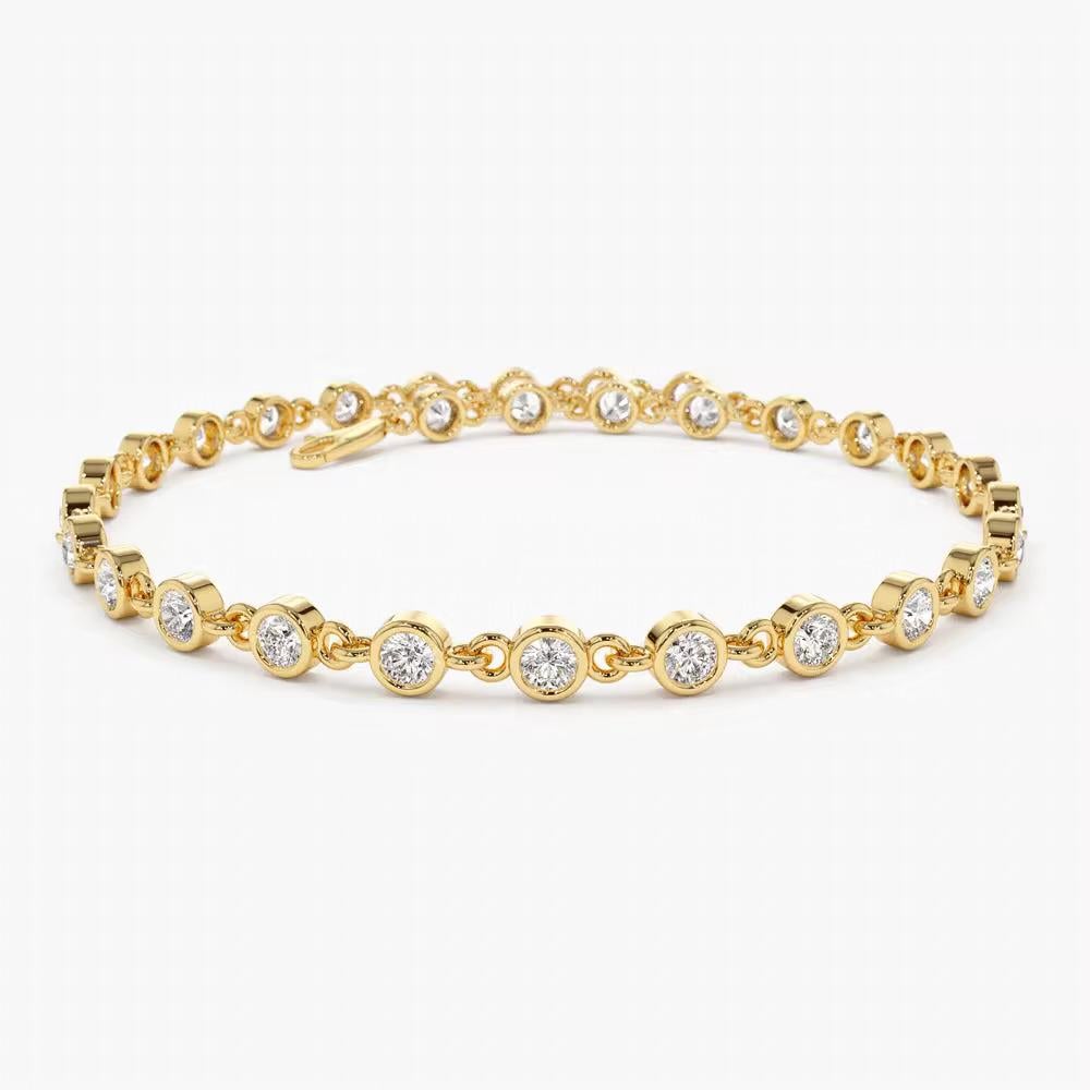 Moderno Bracciale con diamanti in oro giallo 14K con castone a molla in vendita