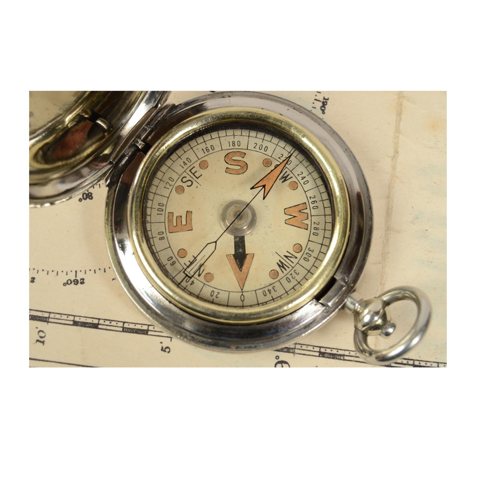 WWI UK Avation Brass Pocket Compass Raf Officers Antique Scientific Instrument 1