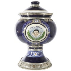 Ave Maria Jar, Ceramic and White Metal ‘Alpaca’, Handmade with Cherubs