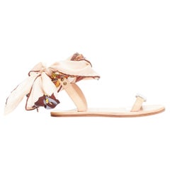 AVEC MODERATION pink orange silky scarf tie acrylic flat sandals EU37