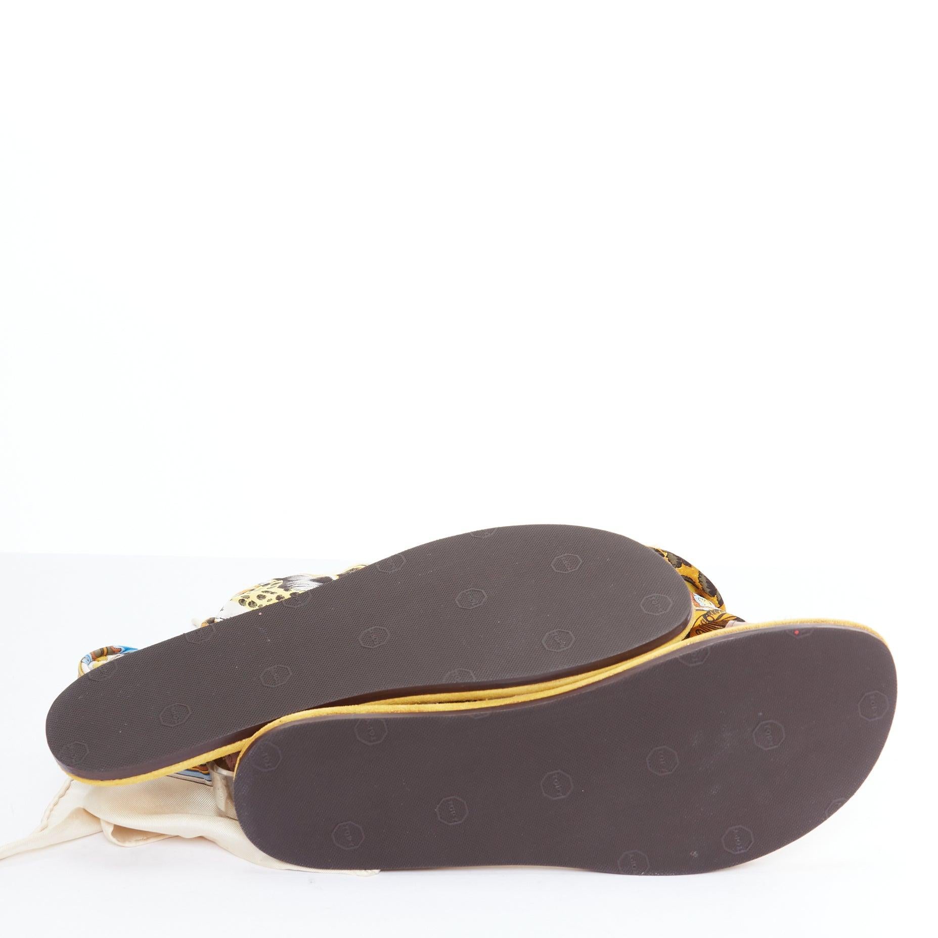 AVEC MODERATION sandales plates acryliques à nouer avec un foulard jaune crème soyeux EU37 en vente 6