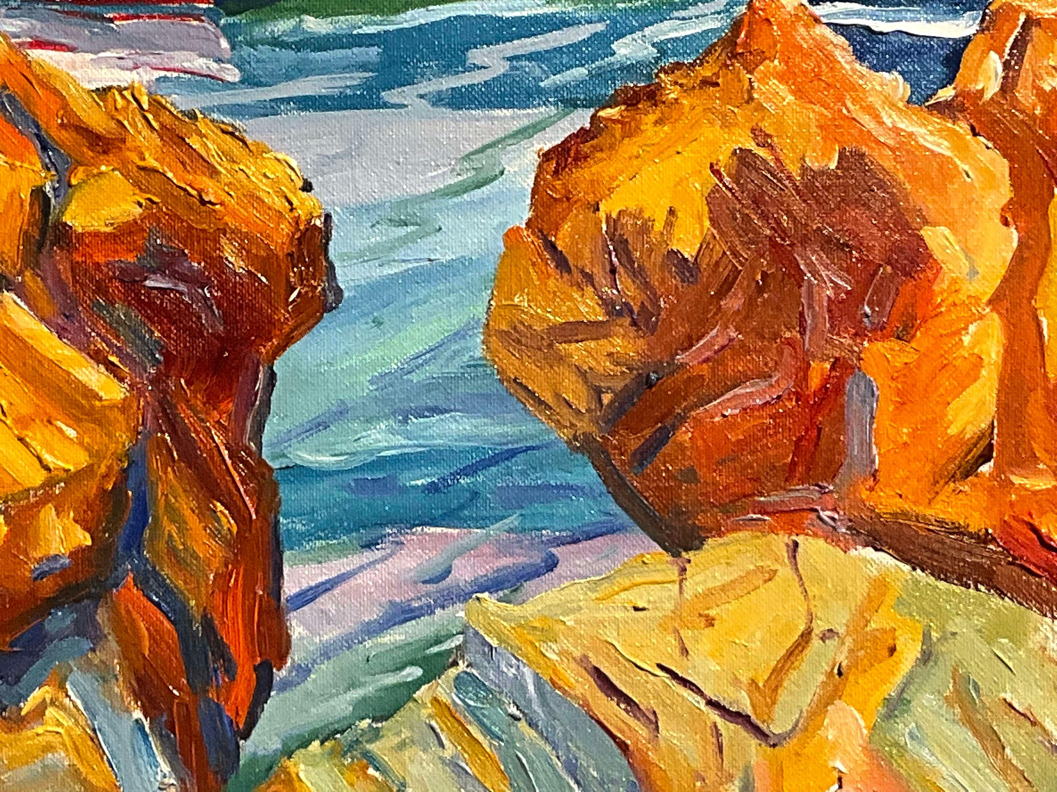CADAQUES - Landscape Painting Marrone di AVEL